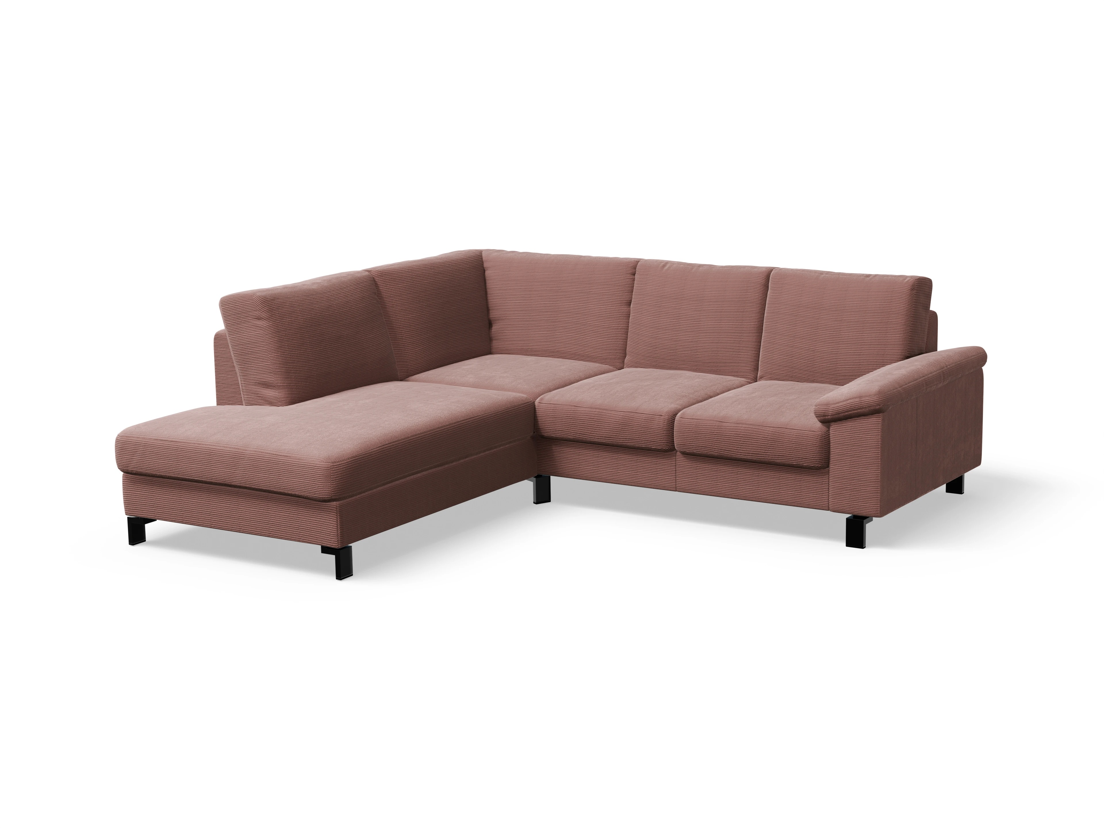 Casco Ecksofa UM Small L Ansicht des Produktes Casco 2.0 Ecksofa links Abschluss offen in Stoff Rosa