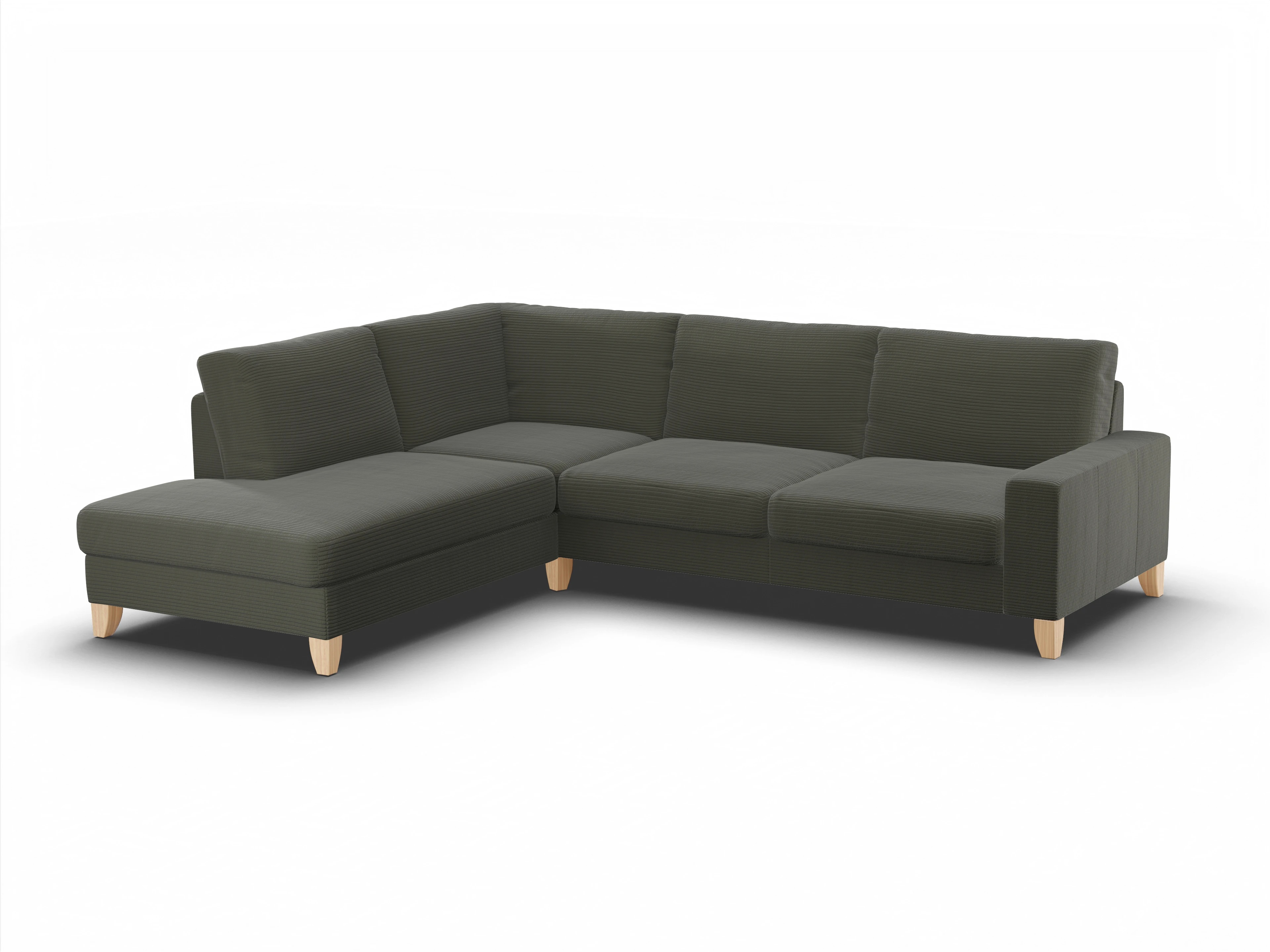 Ansicht des Produktes Casco 2.0 Ecksofa links Abschluss offen in Stoff Grün