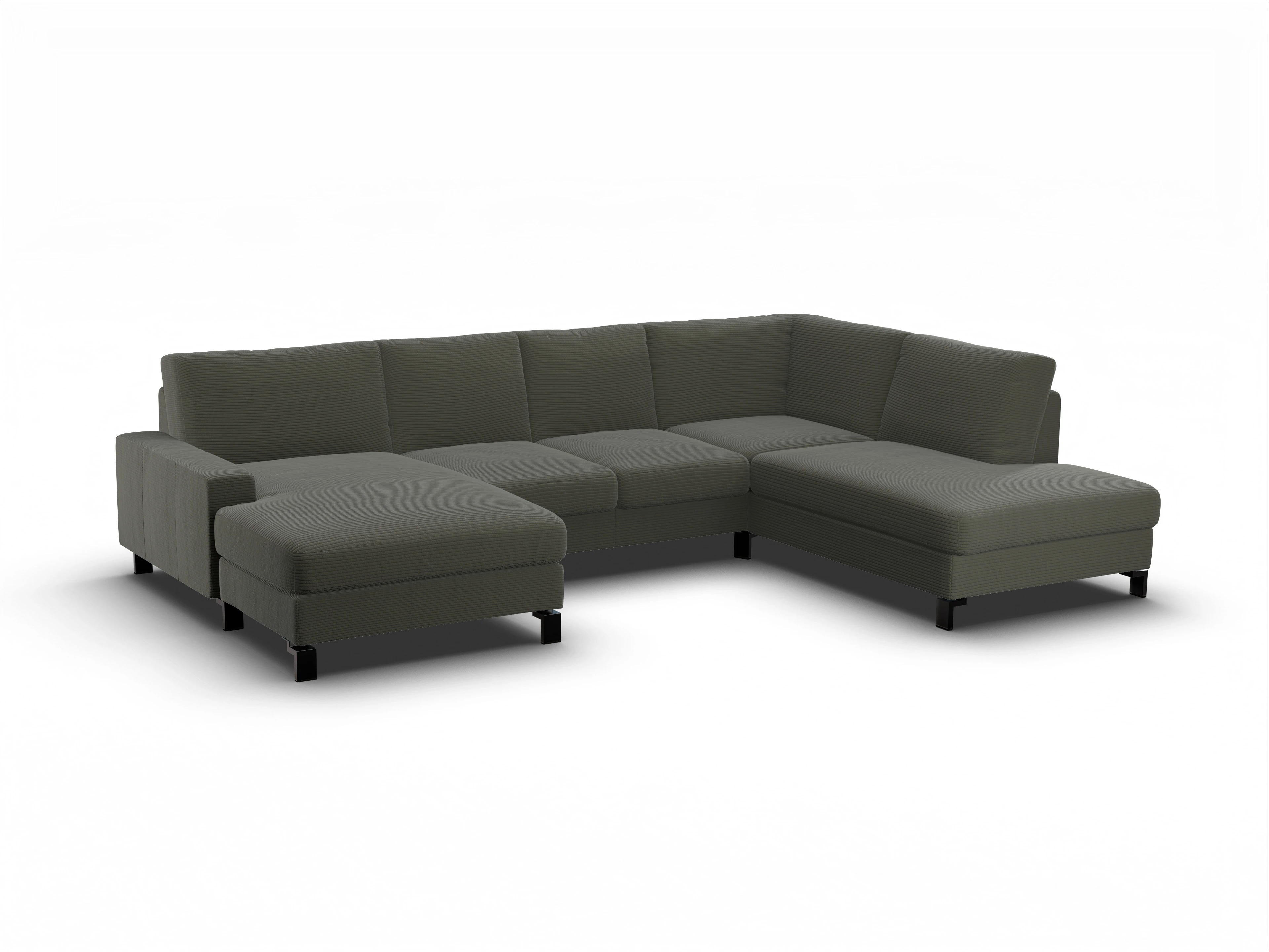 Ansicht des Produktes Casco 2.0 Wohnlandschaft offen beidseitig in Stoff Grün