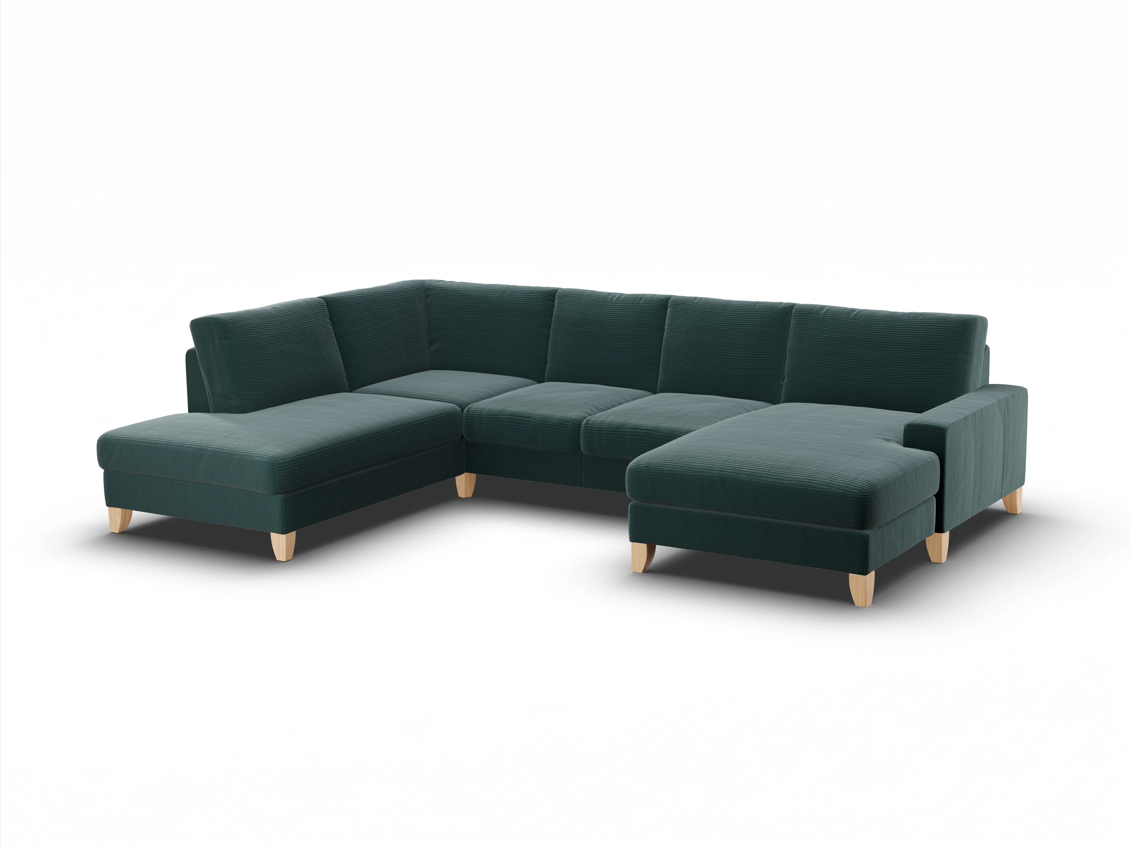 Ansicht des Produktes Casco 2.0 Wohnlandschaft offen beidseitig in Stoff Grün