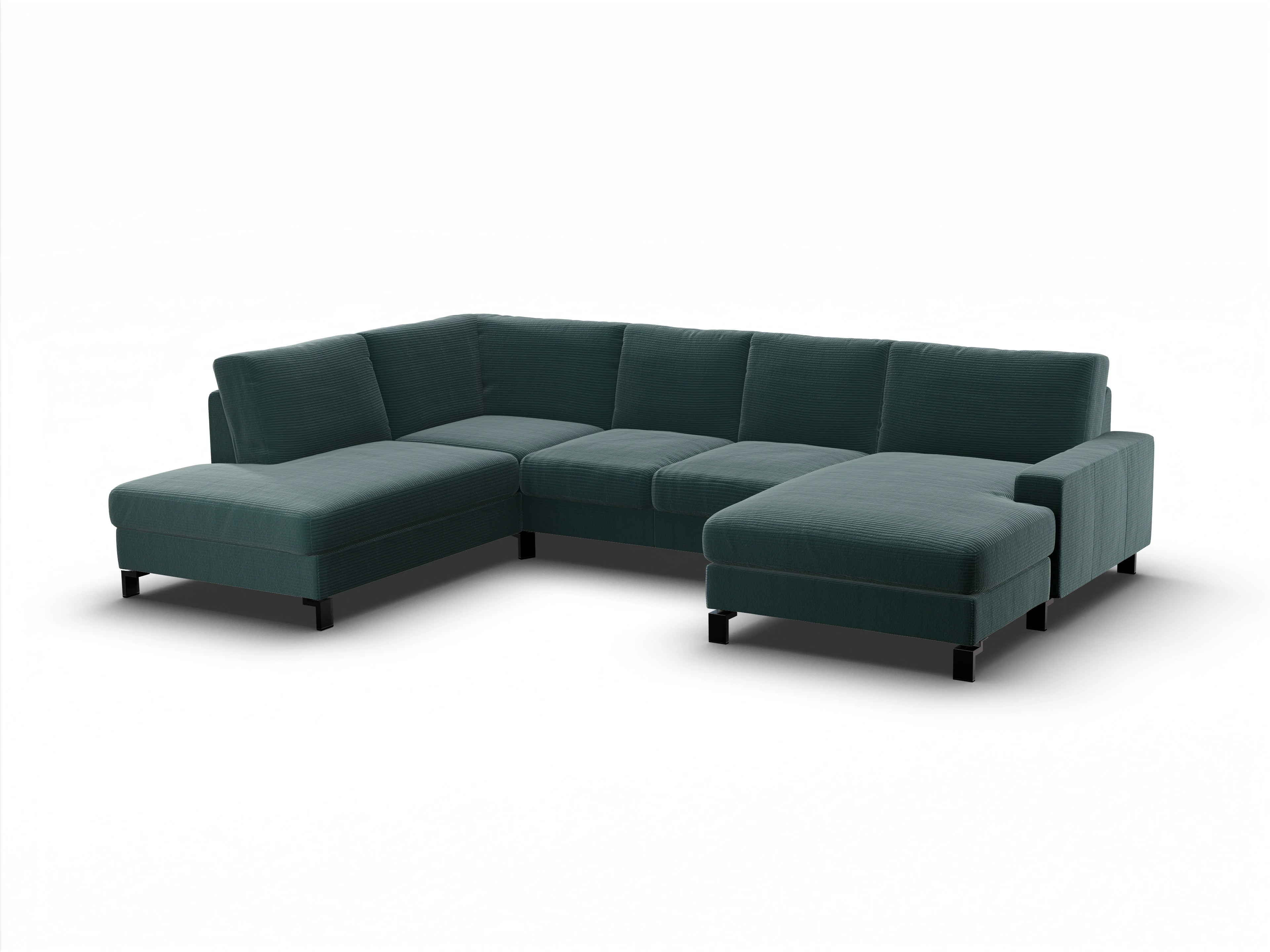 Ansicht des Produktes Casco 2.0 Wohnlandschaft offen beidseitig in Stoff Grün