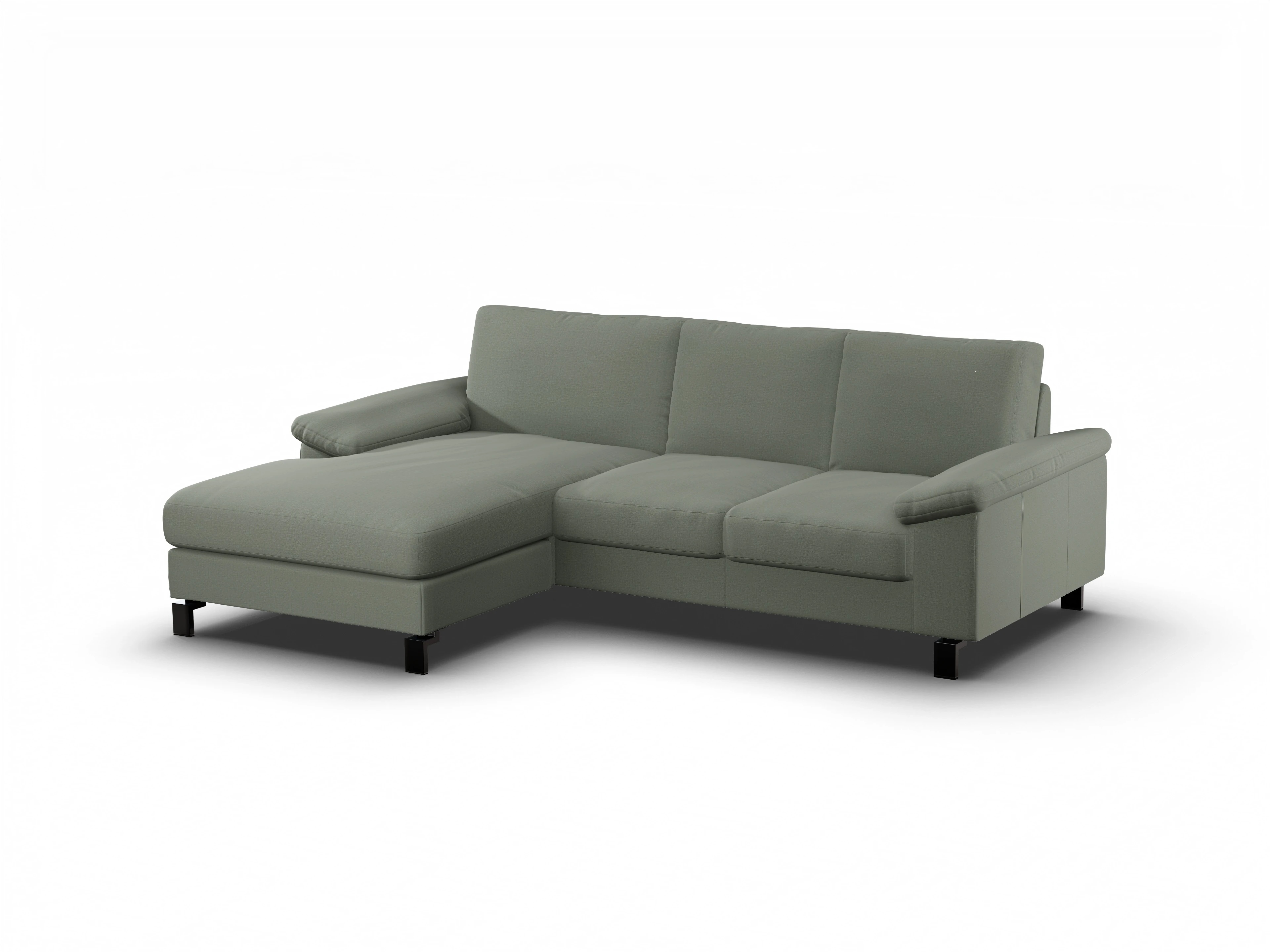 Casco Ecksofa LO Medium L Ansicht des Produktes Casco 2.0 Ecksofa links Abschluss offen in Stoff Grün