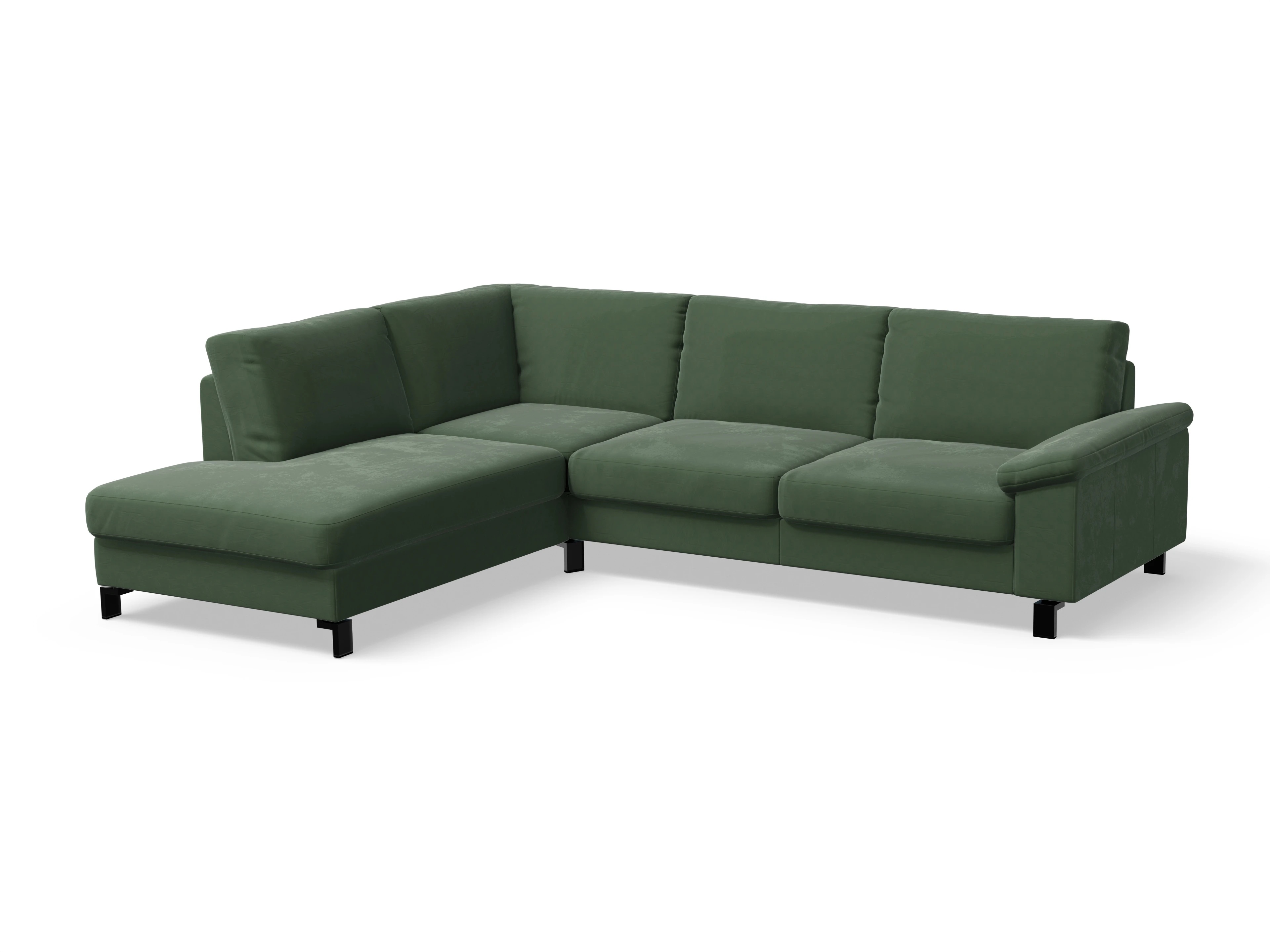 Casco Ecksofa UM Large L Ansicht des Produktes Casco 2.0 Ecksofa links Abschluss offen in Stoff Grün