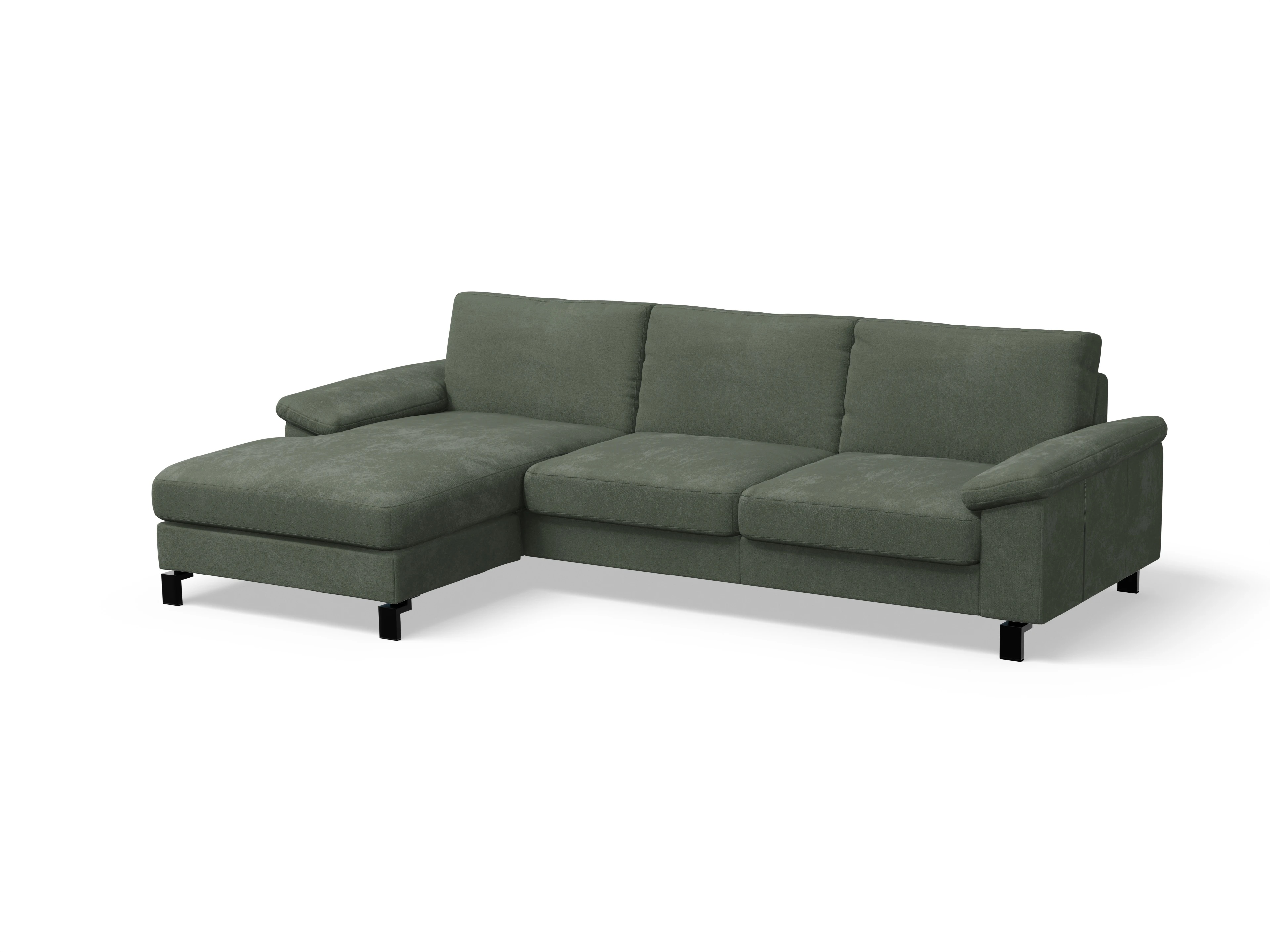 Casco Ecksofa LO Large L Ansicht des Produktes Casco 2.0 Ecksofa links Abschluss offen in Stoff Grün