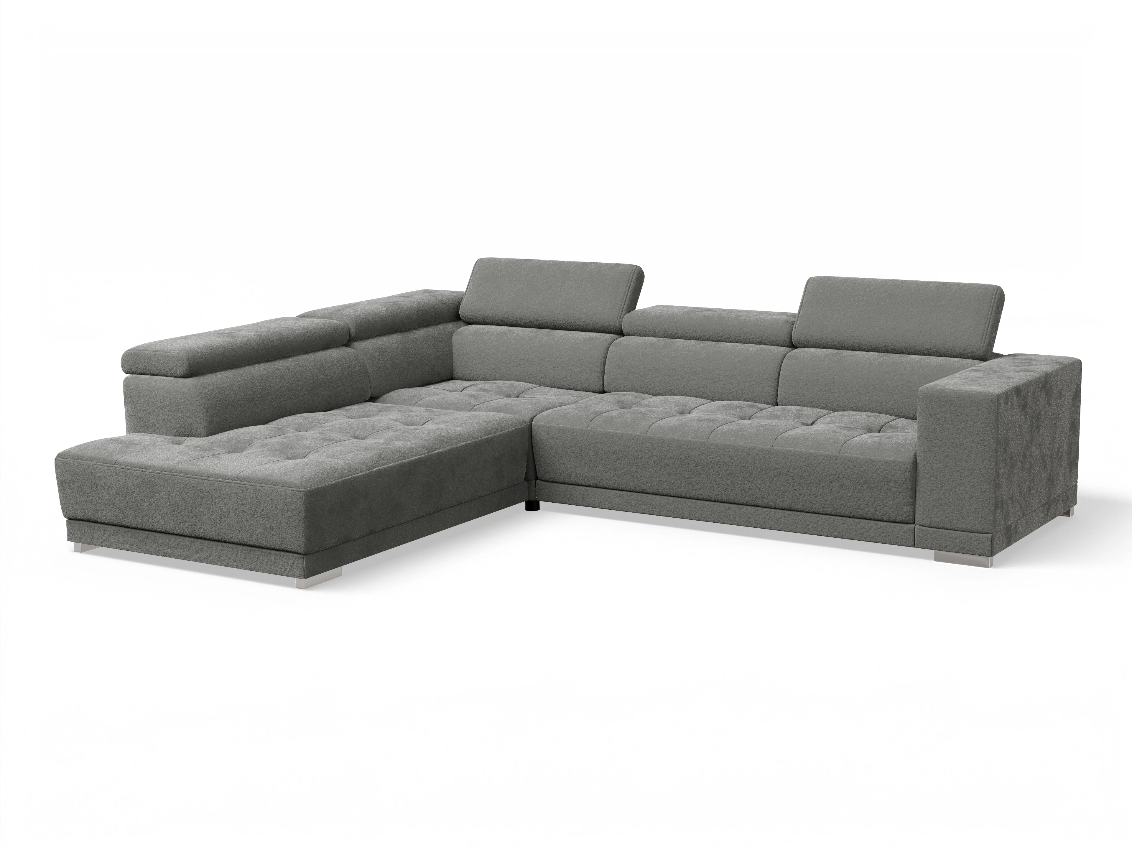 Ansicht des Produktes Connor Ecksofa links Abschluss offen in Stoff Grau