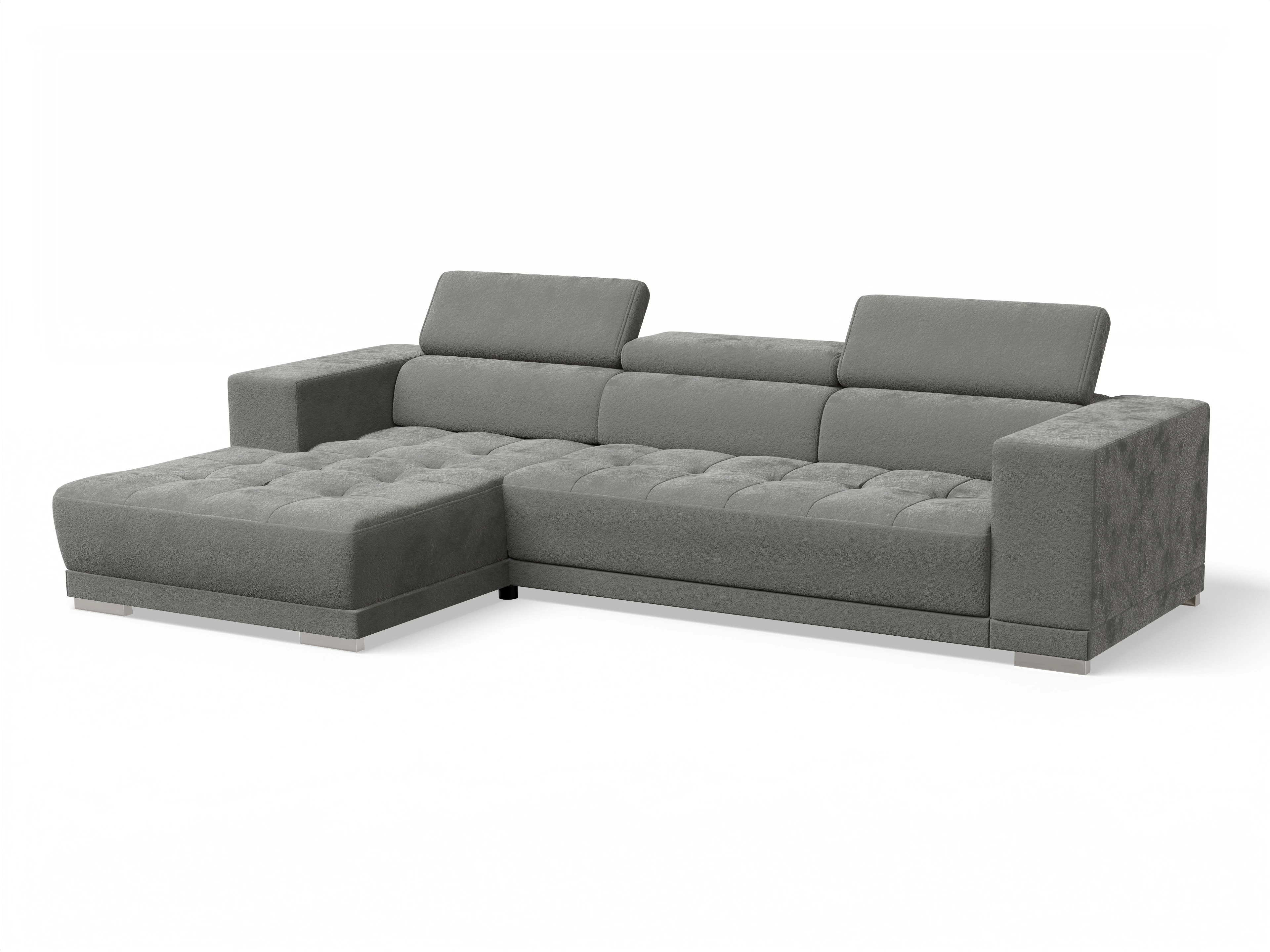 Ansicht des Produktes Connor Ecksofa links Abschluss offen in Stoff Grau