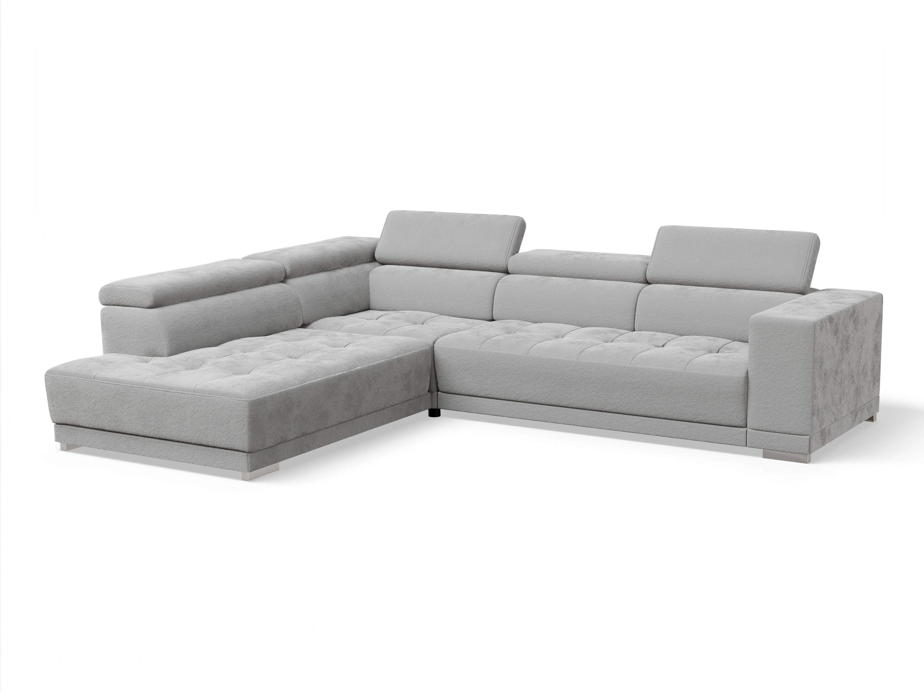 Ansicht des Produktes Connor Ecksofa links Abschluss offen in Stoff Grau