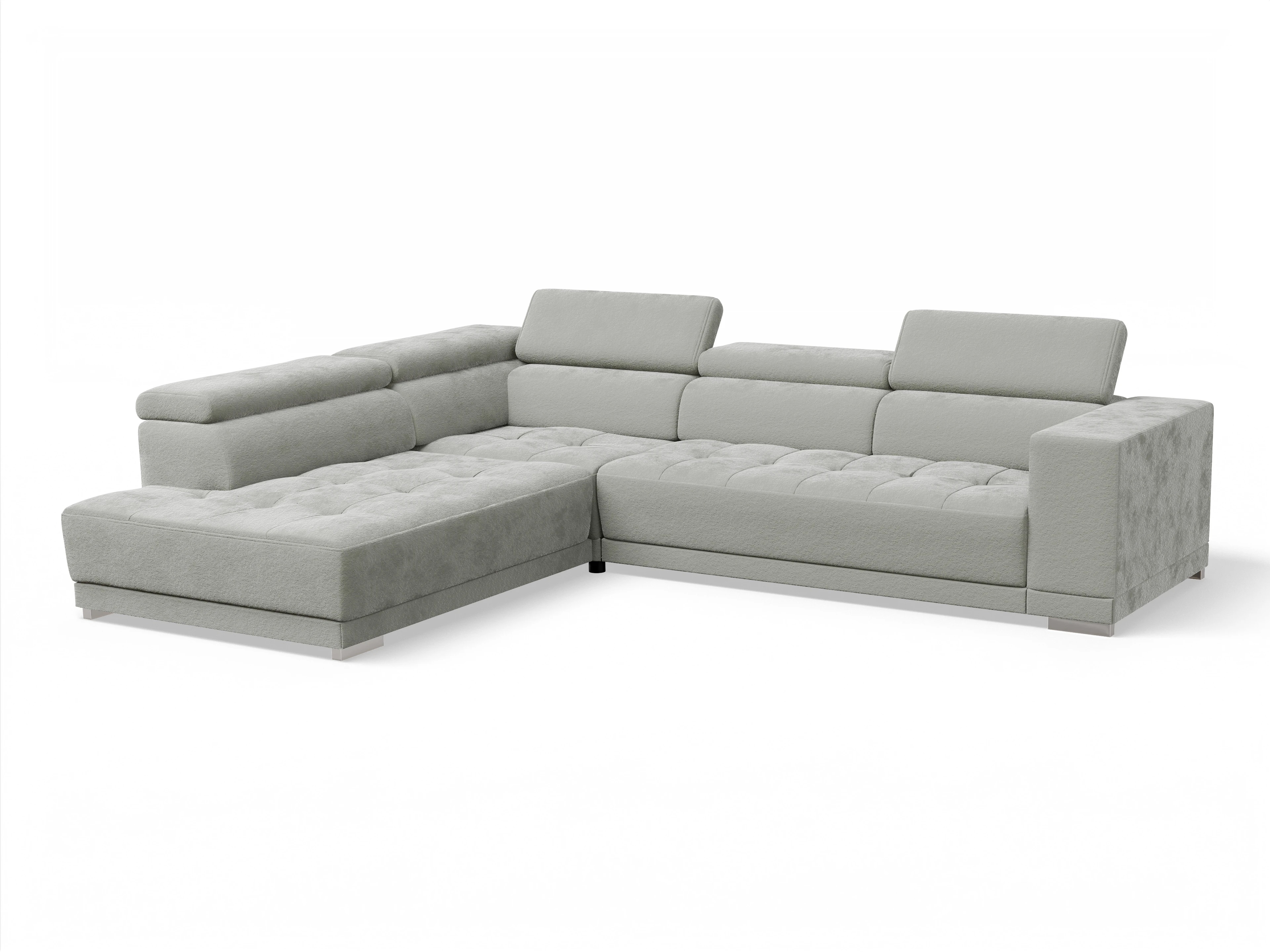 Ansicht des Produktes Connor Ecksofa links Abschluss offen in Stoff Grau