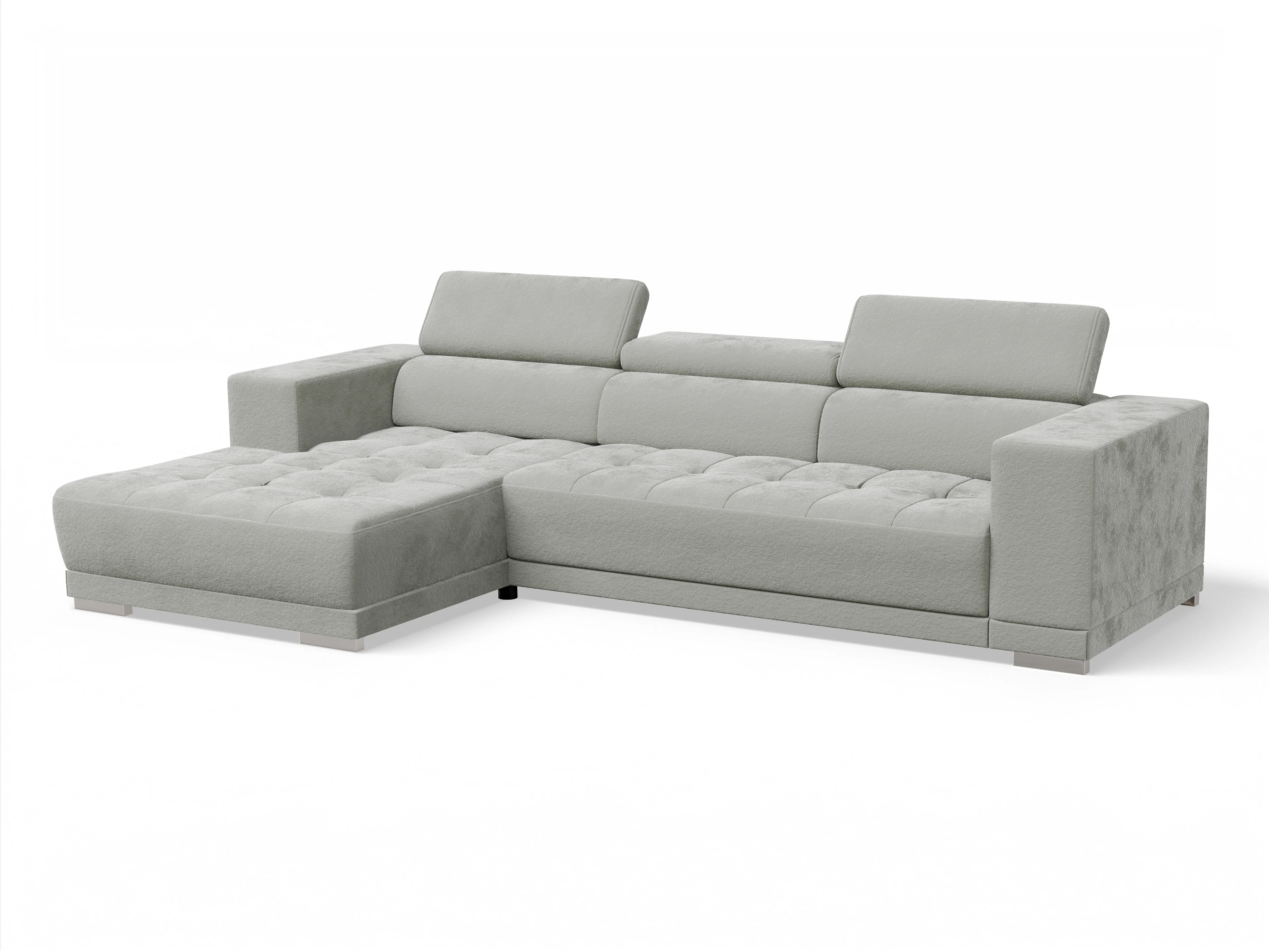 Ansicht des Produktes Connor Ecksofa links Abschluss offen in Stoff Grau