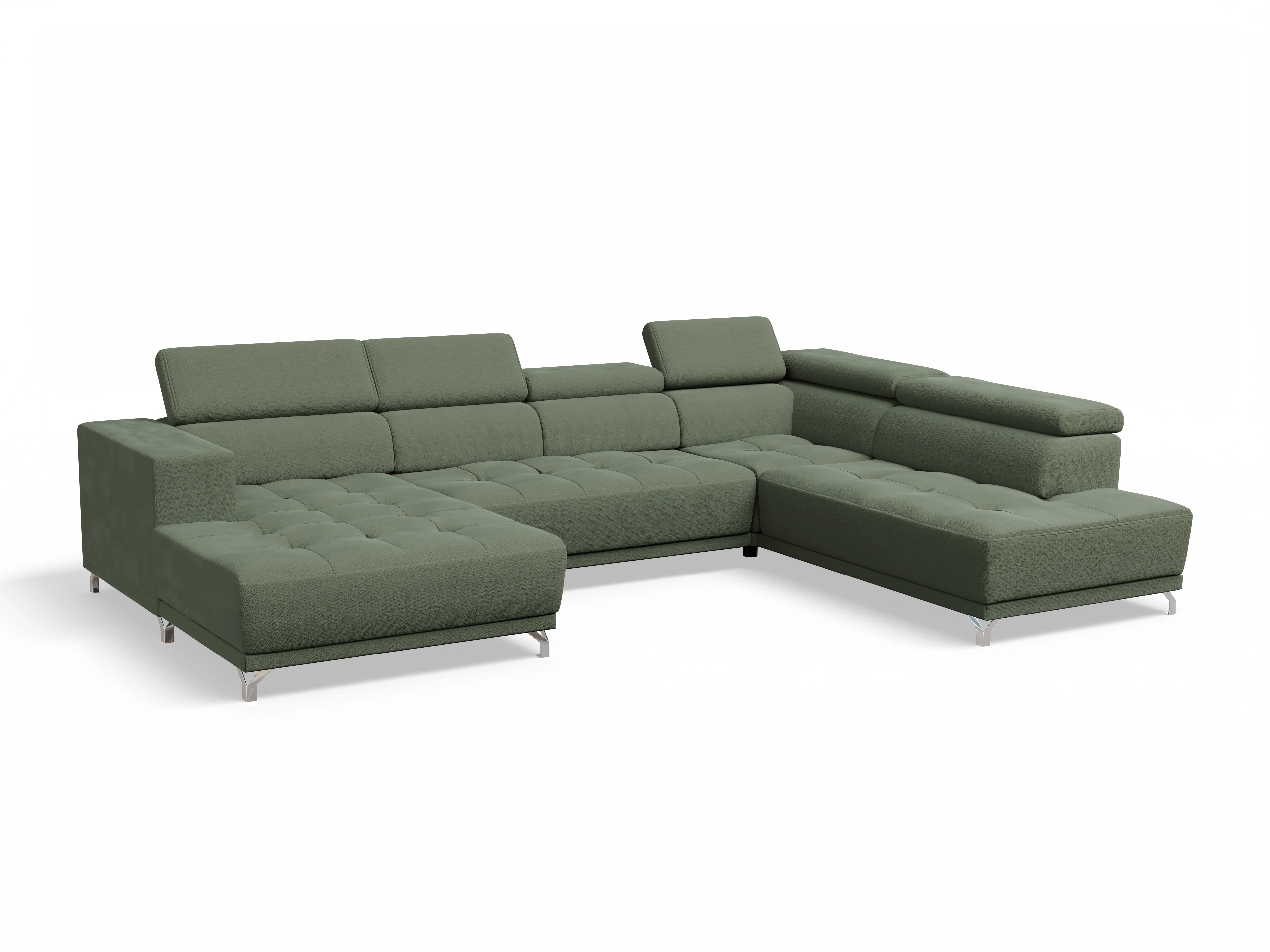 Ansicht des Produktes Colin Wohnlandschaft offen beidseitig in Stoff Grün