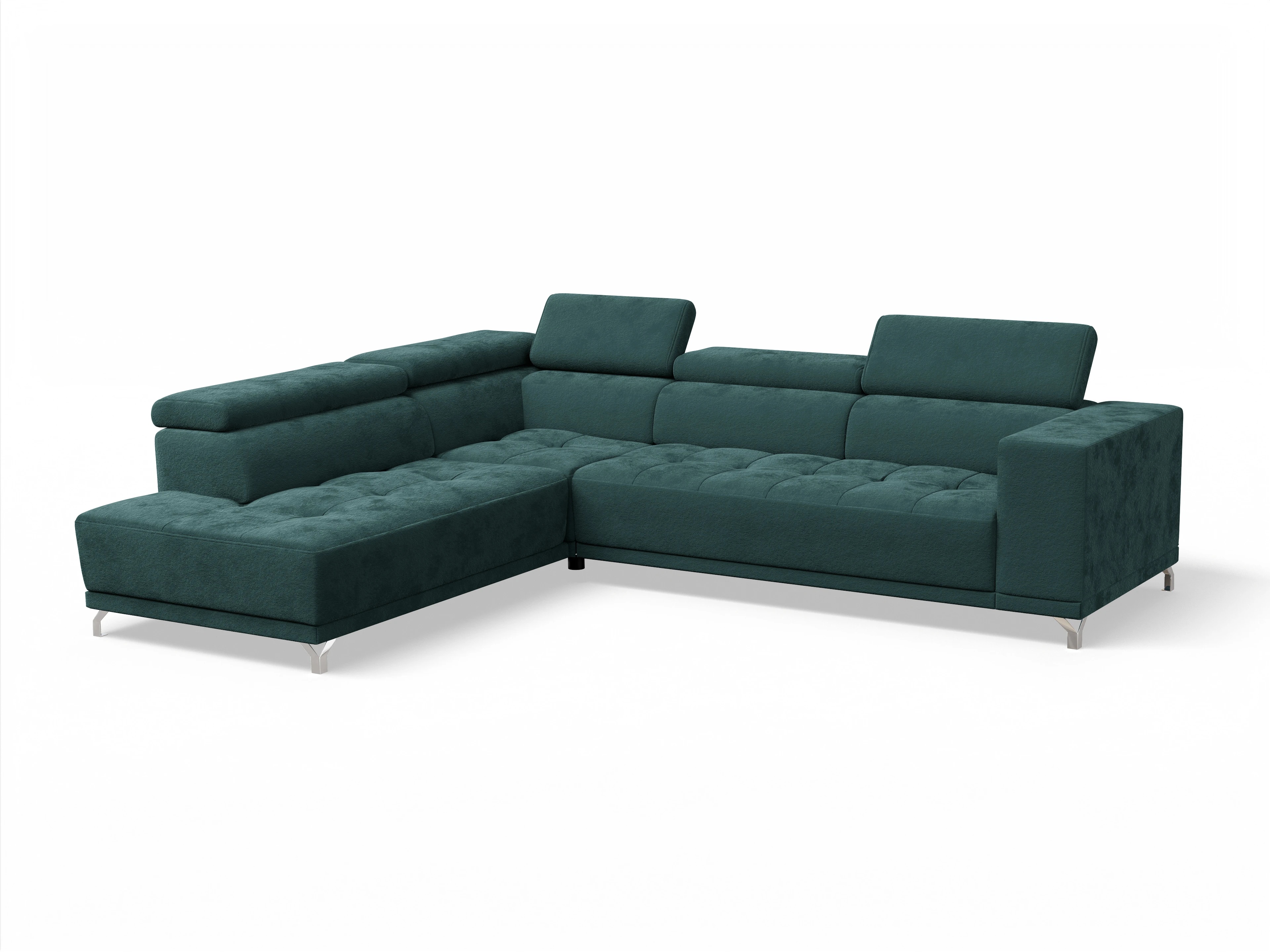 Ansicht des Produktes Colin Ecksofa links Abschluss offen in Stoff Blau