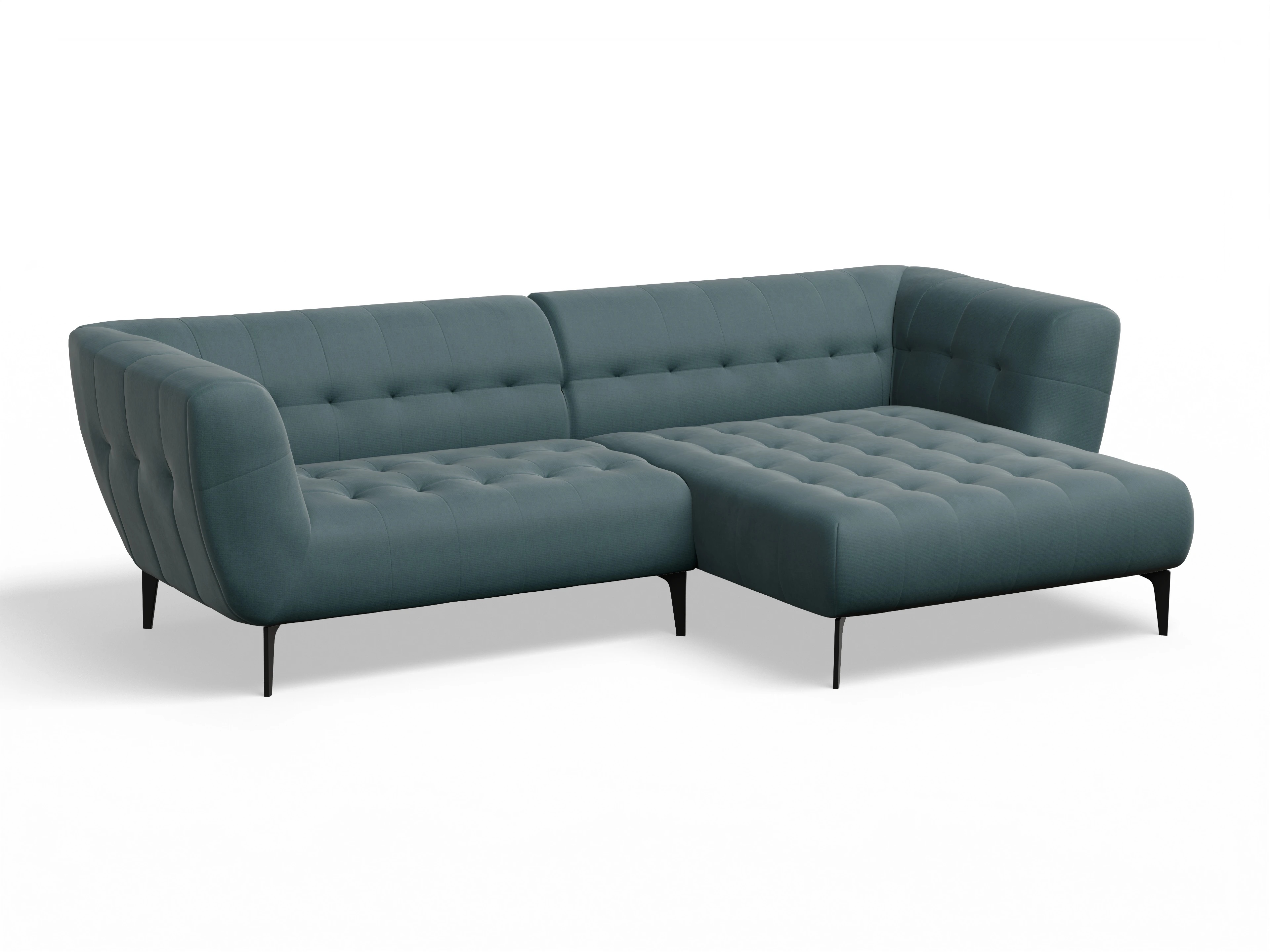 Ansicht des Produktes Vera Ecksofa rechts Abschluss offen in Stoff Blau