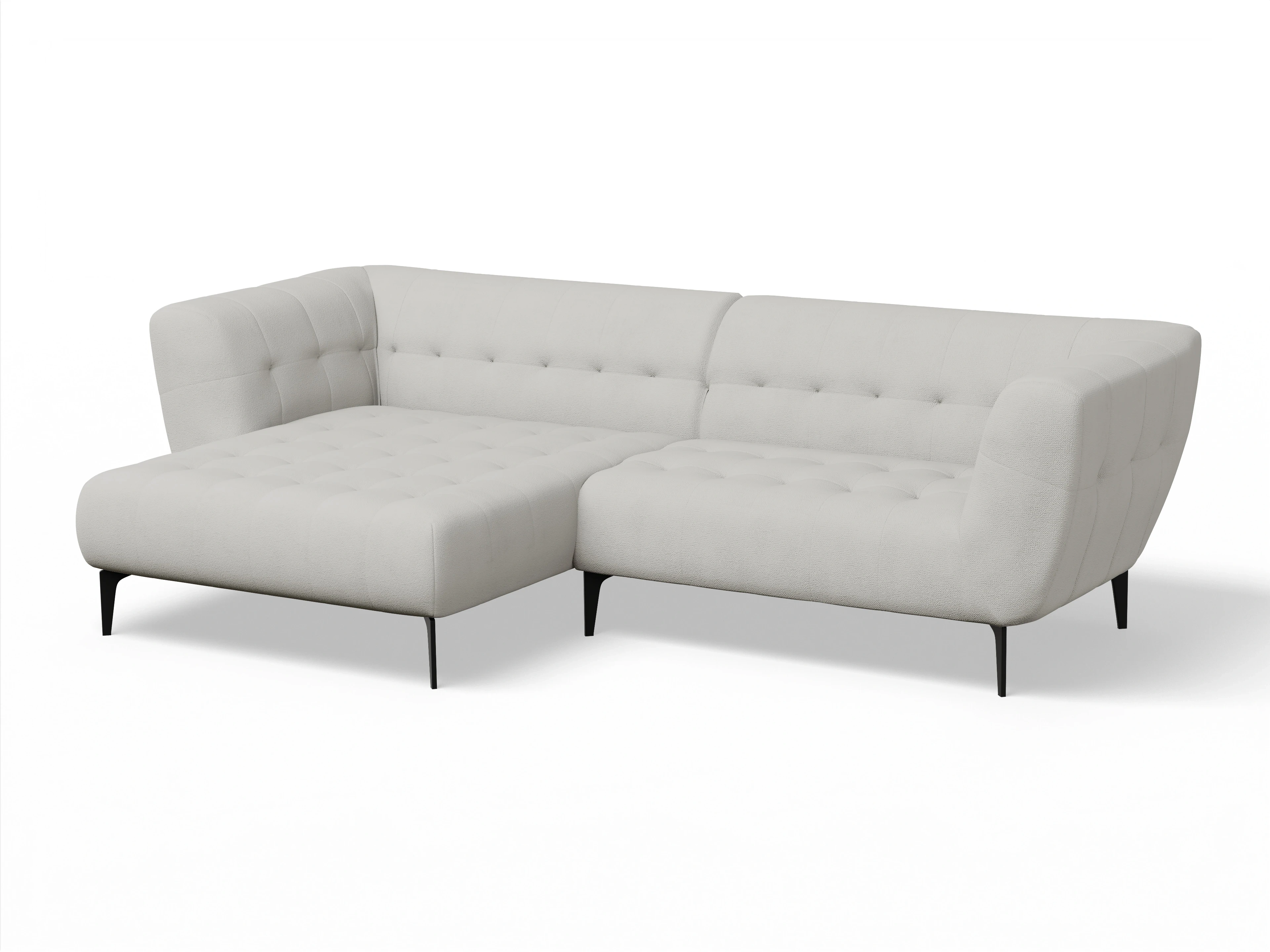 Vera Ecksofa mit Longchair links Ansicht des Produktes Vera Ecksofa links Abschluss offen in Stoff Beige