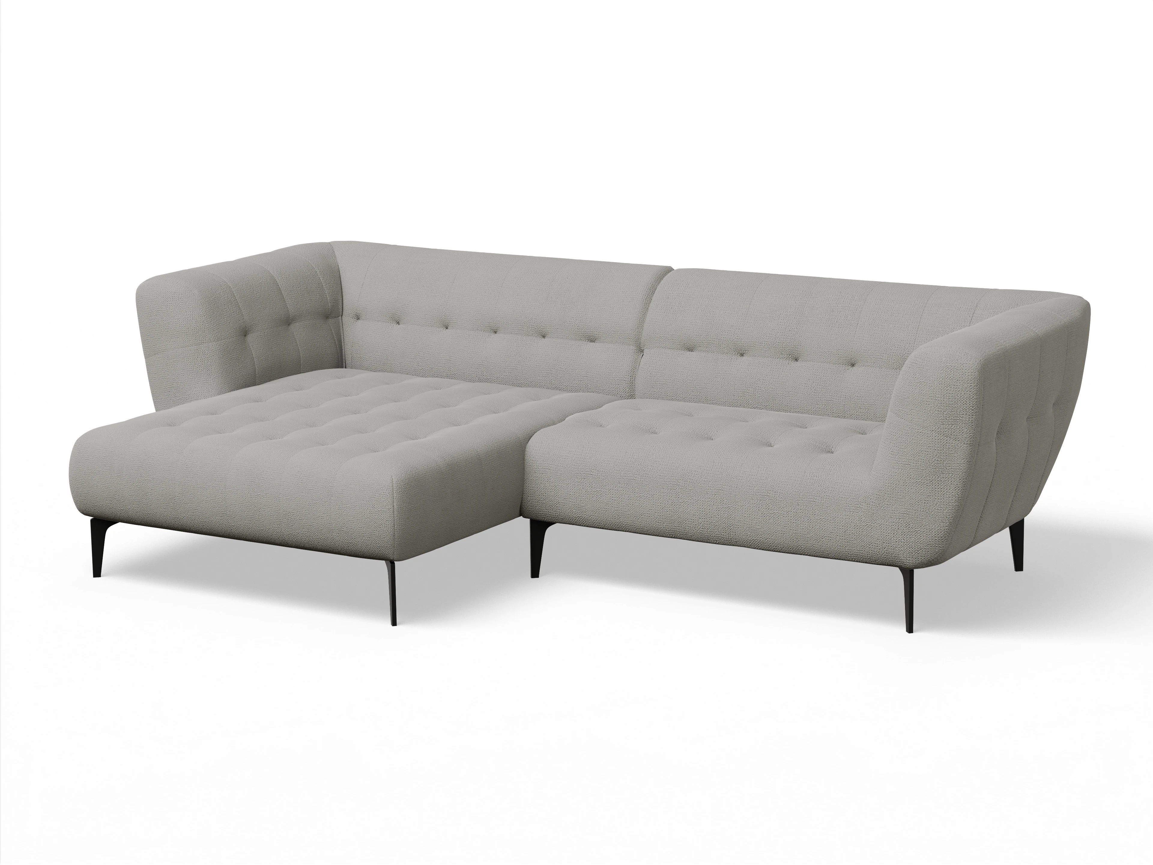 Ansicht des Produktes Vera Ecksofa links Abschluss offen in Stoff Grau