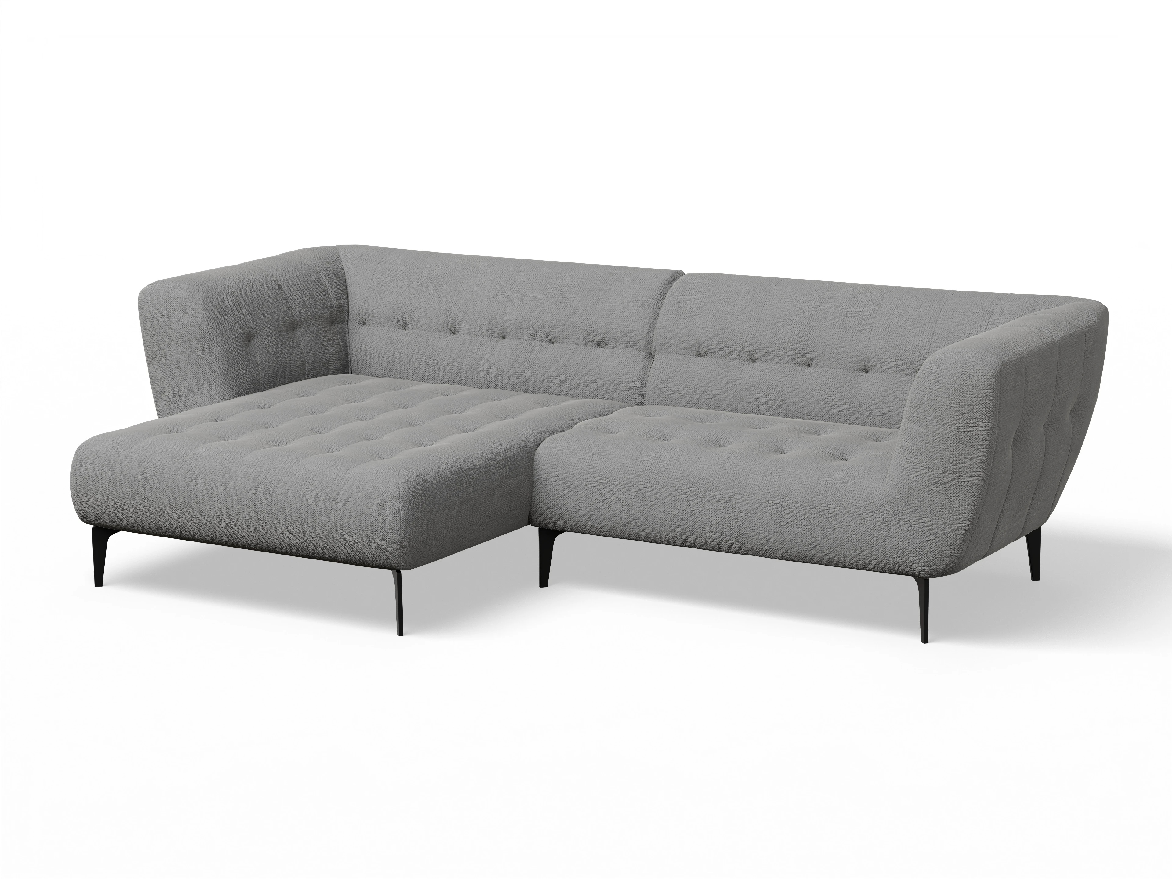 Ansicht des Produktes Vera Ecksofa links Abschluss offen in Stoff Grau