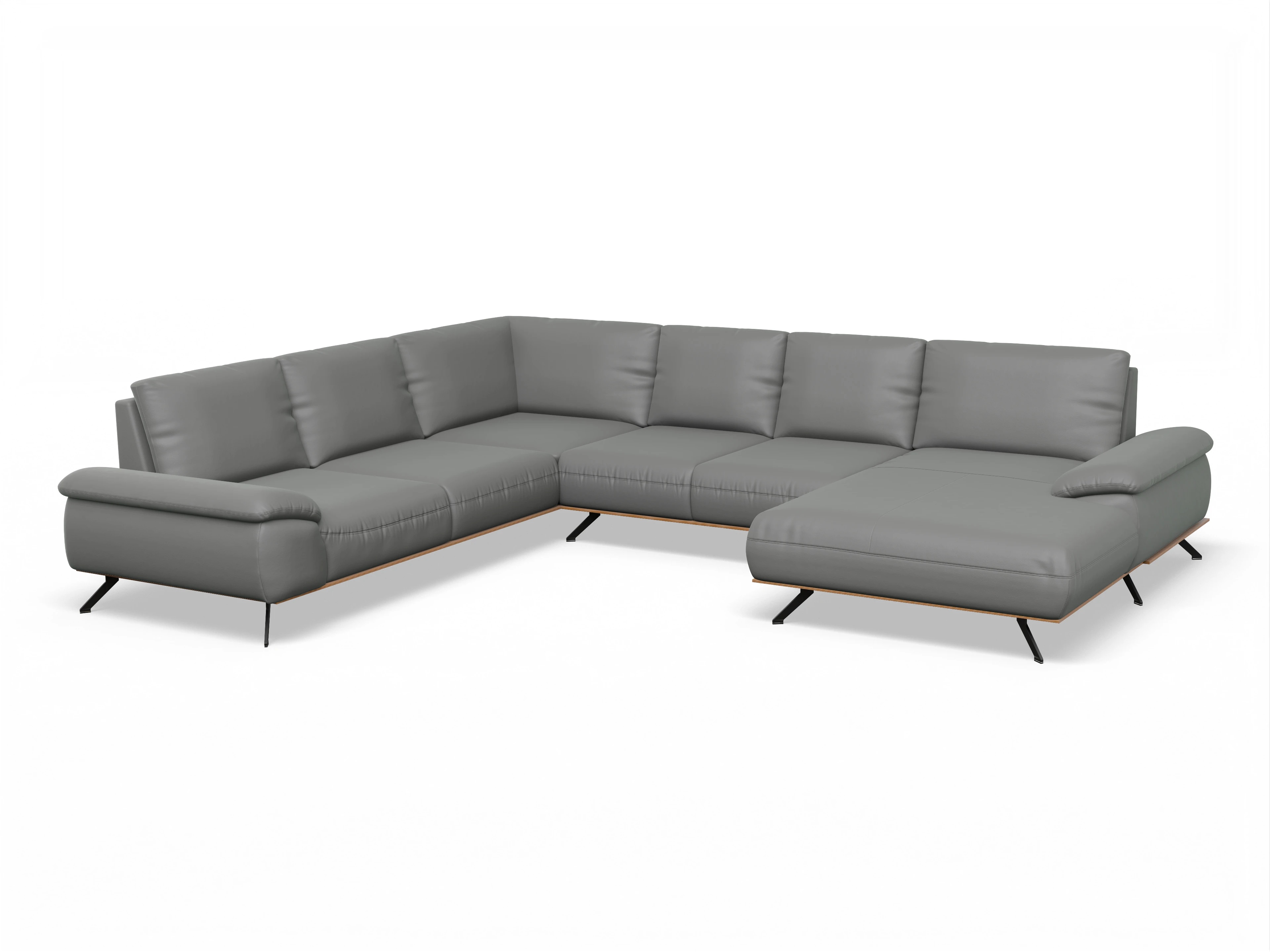 Ansicht des Produktes SC Select 1029 Wohnlandschaft Armlehne links Abschluss offen rechts in Leder Grau