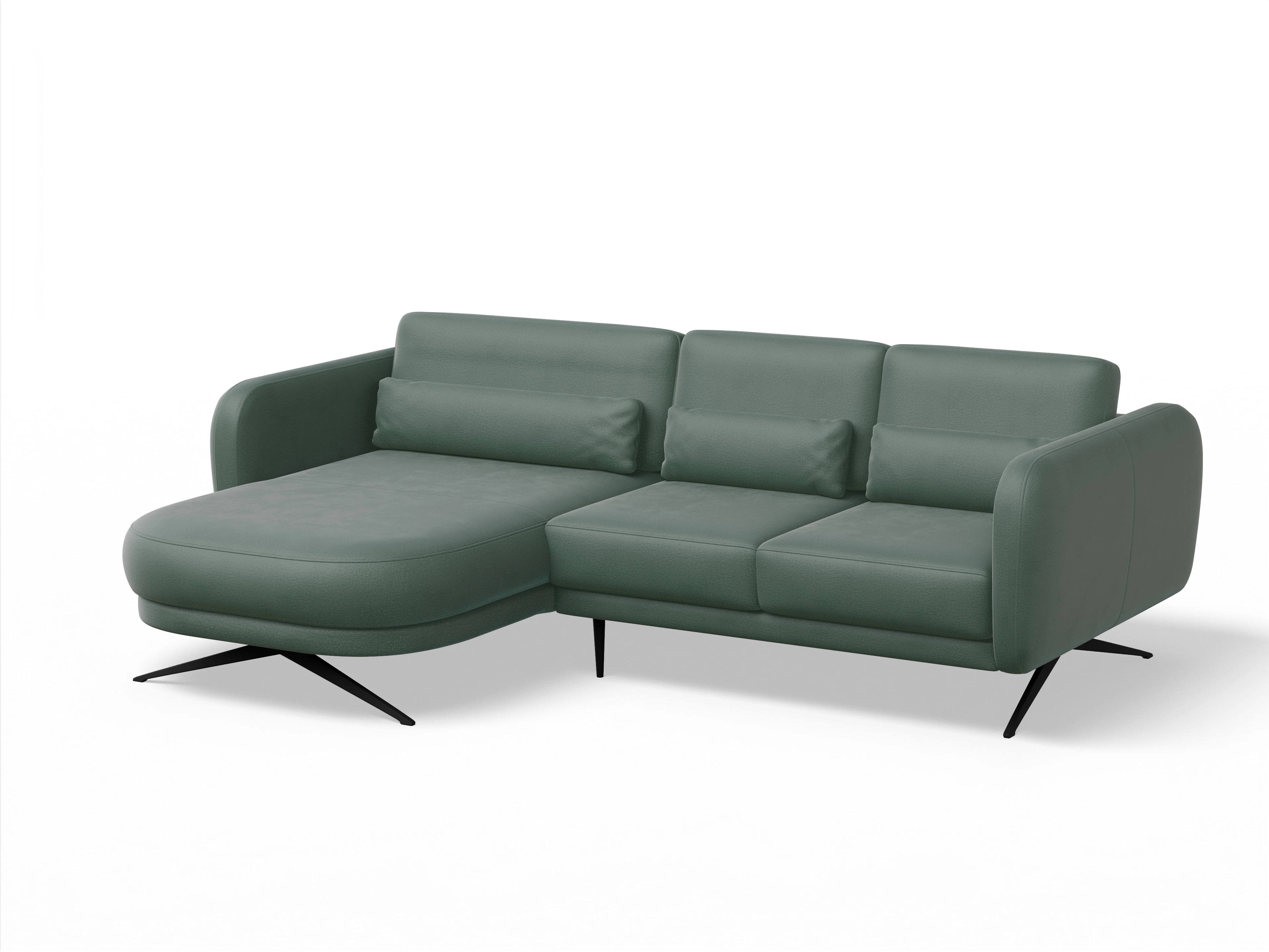 Malaga OT Small L Ansicht des Produktes Malaga Ecksofa links Abschluss offen in Stoff Grün