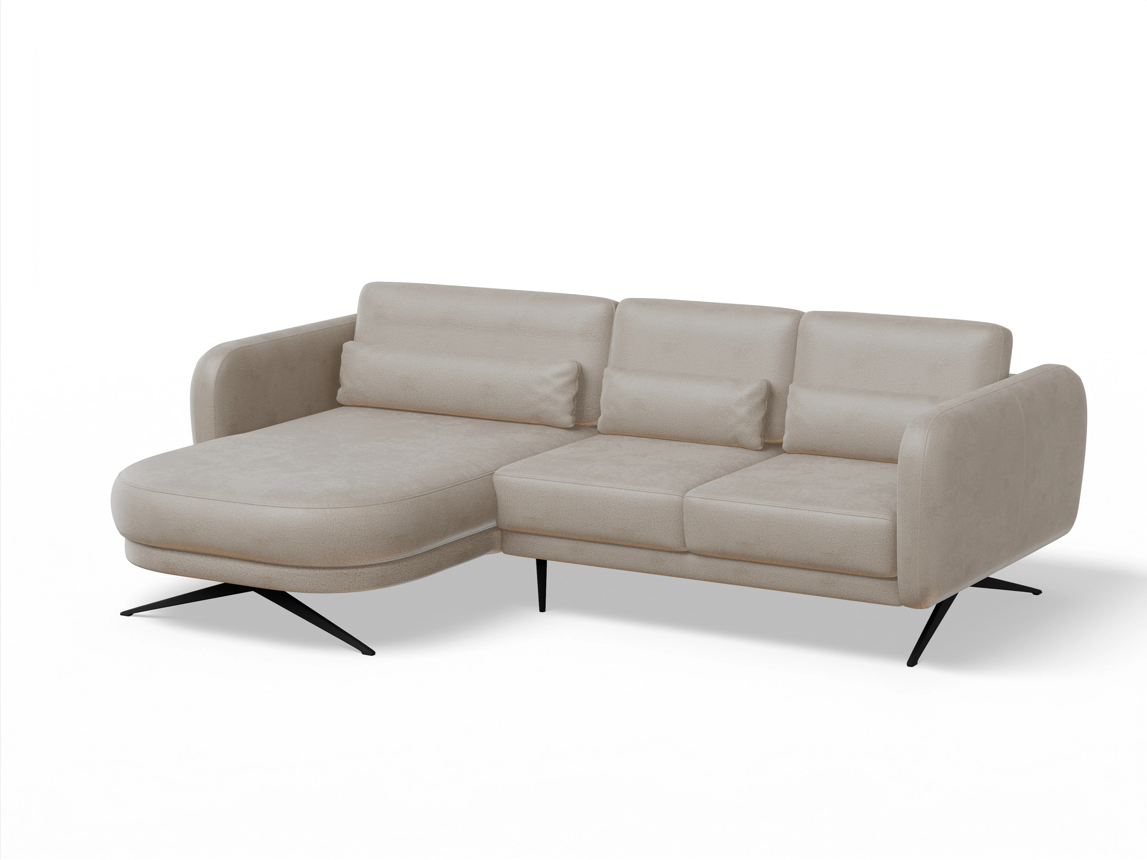 Malaga OT Small L Ansicht des Produktes Malaga Ecksofa links Abschluss offen in Stoff Beige