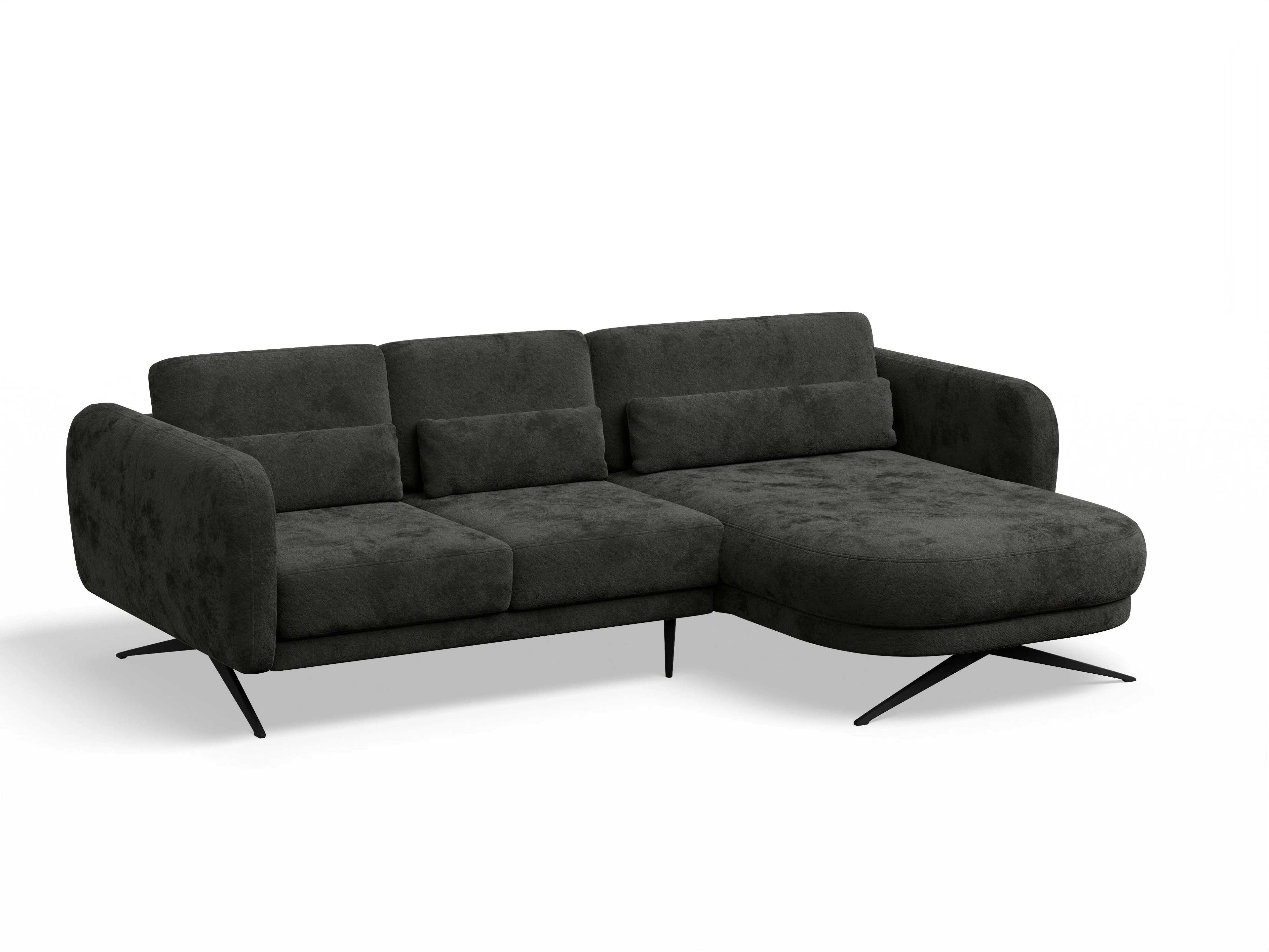 Ansicht des Produktes Malaga Ecksofa rechts Abschluss offen in Stoff Schwarz