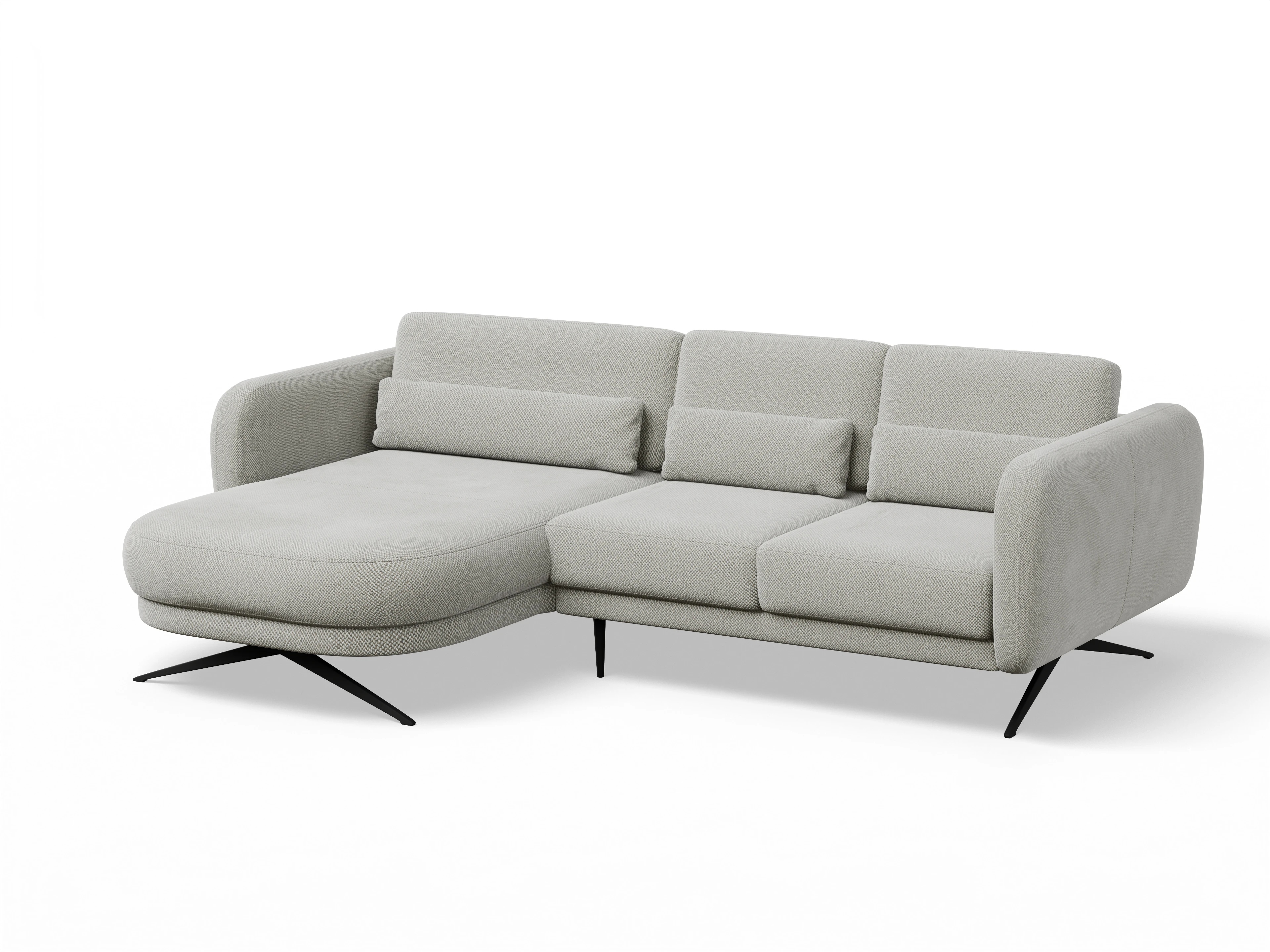 Ansicht des Produktes Malaga Ecksofa links Abschluss offen in Stoff Beige