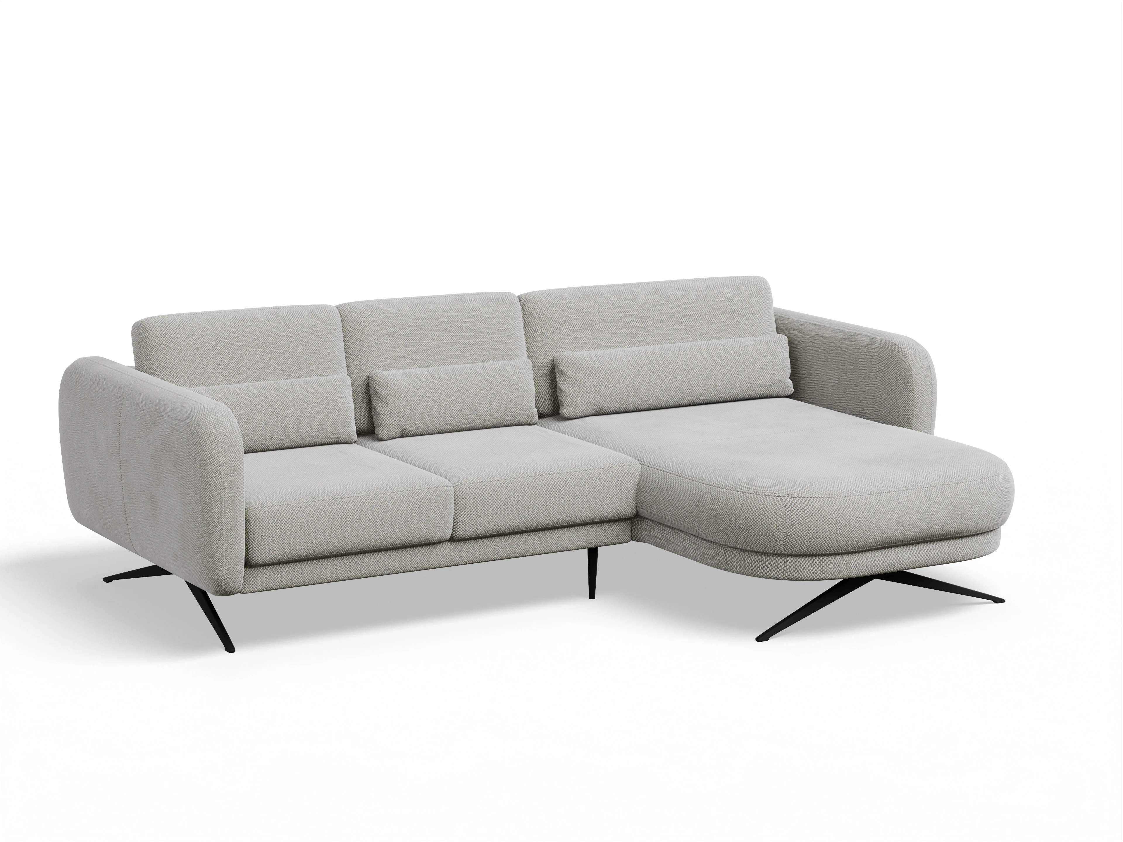 Ansicht des Produktes Malaga Ecksofa rechts Abschluss offen in Stoff Beige