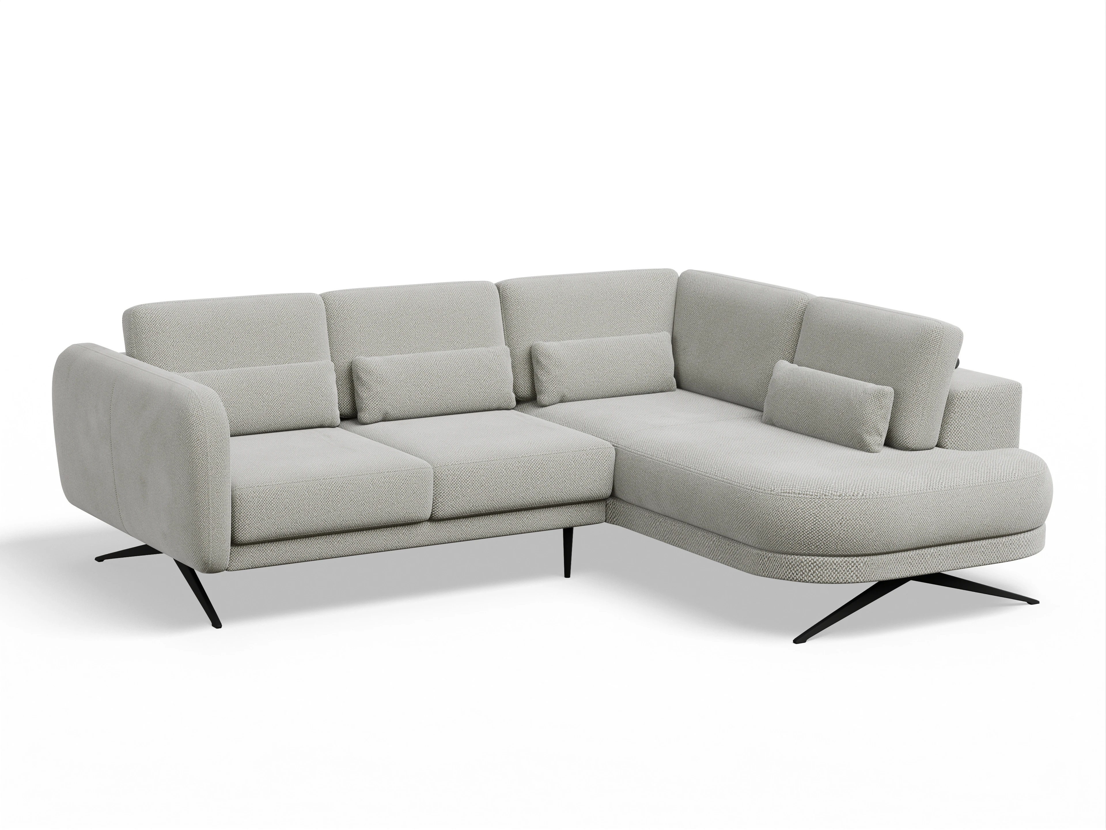 Ansicht des Produktes Malaga Ecksofa rechts Abschluss offen in Stoff Beige