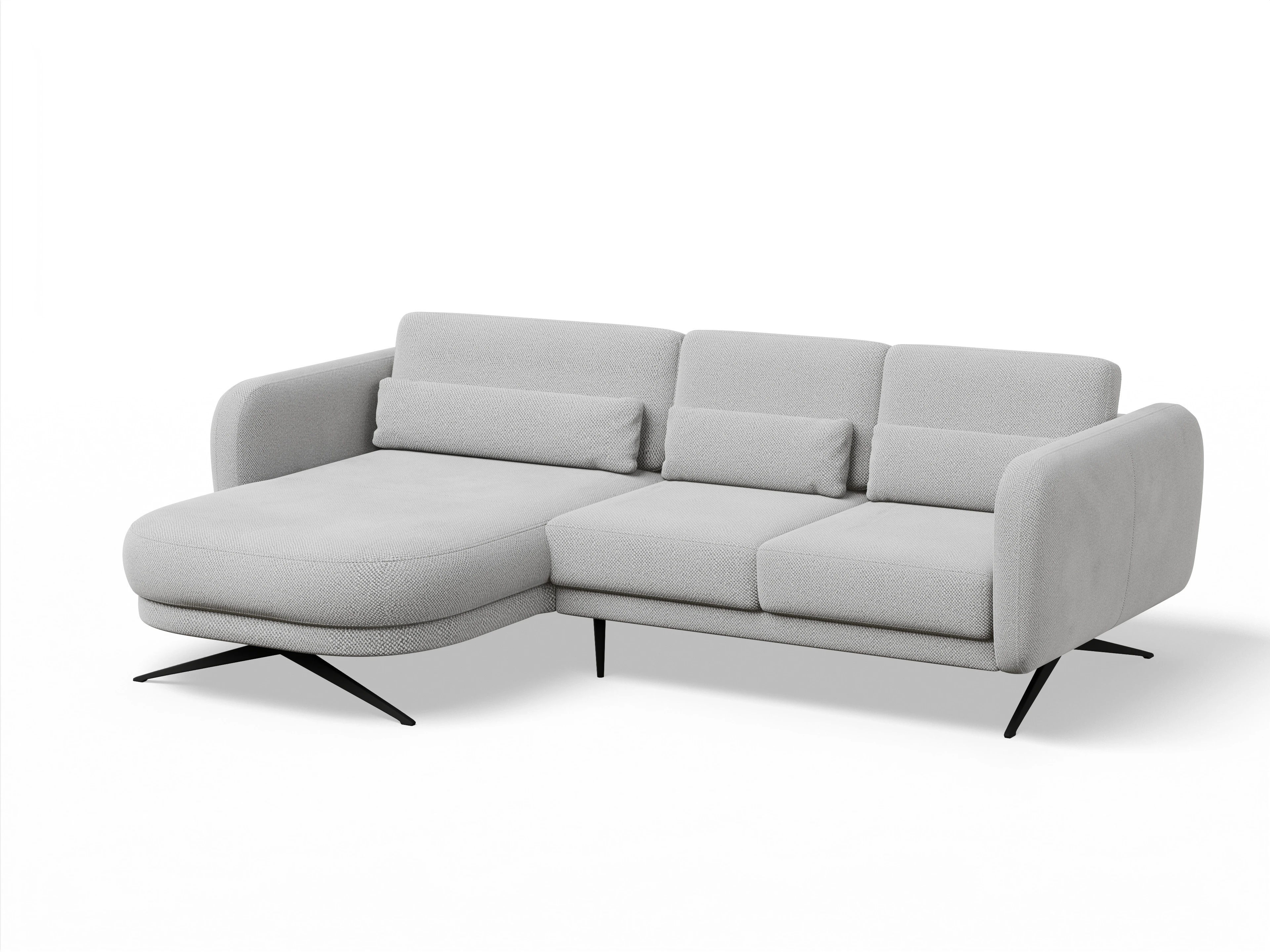 Ansicht des Produktes Malaga Ecksofa links Abschluss offen in Stoff Beige
