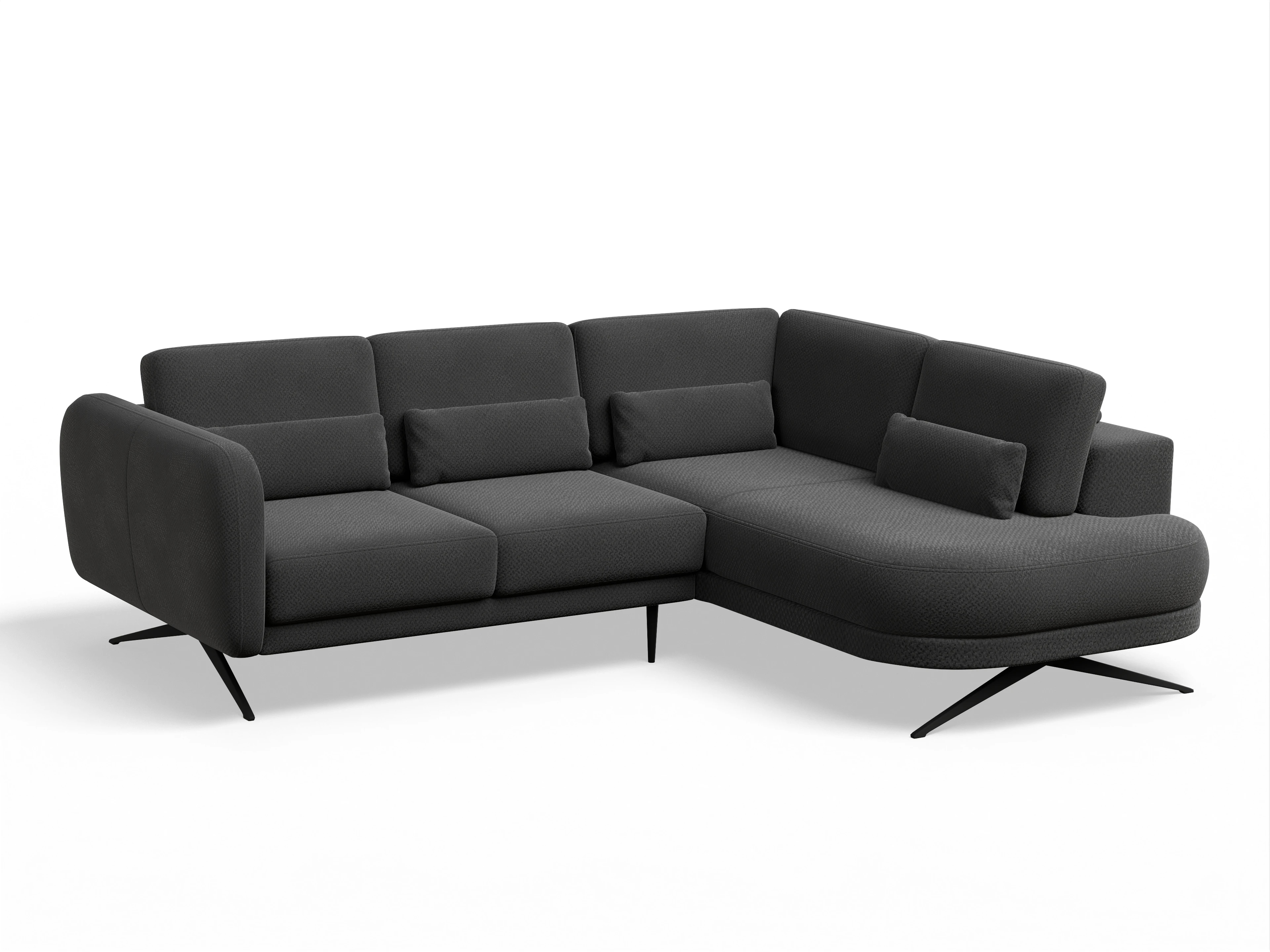 Ansicht des Produktes Malaga Ecksofa rechts Abschluss offen in Stoff Schwarz