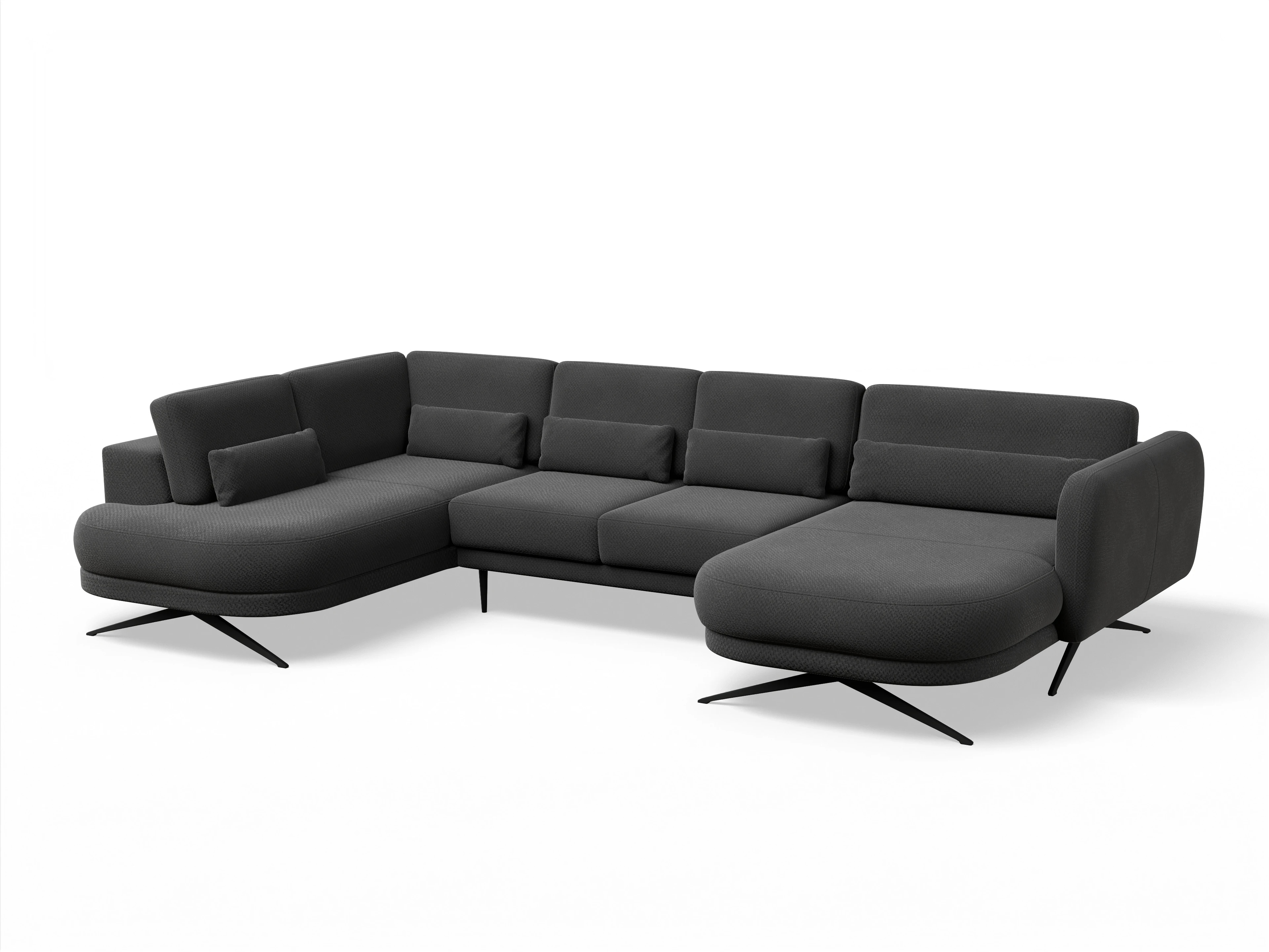 Ansicht des Produktes Malaga Wohnlandschaft offen beidseitig in Stoff Schwarz