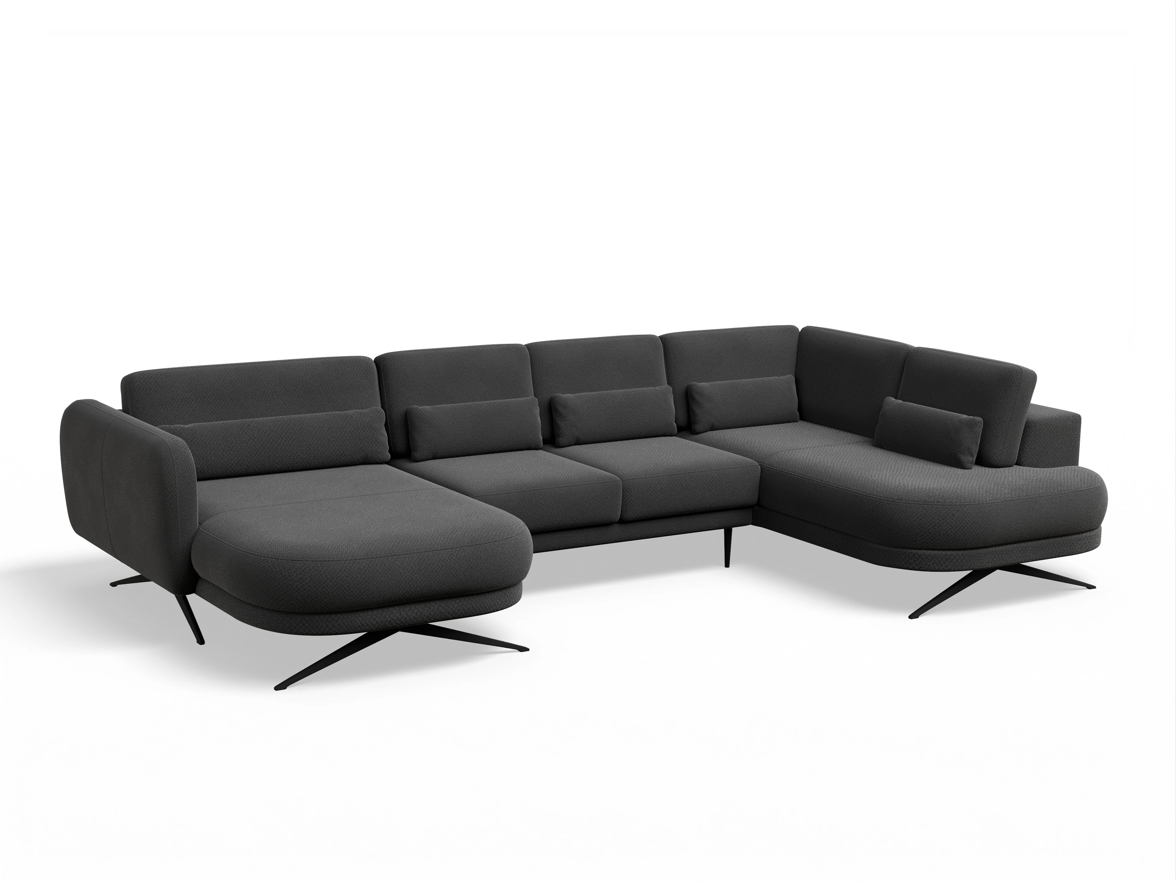 Ansicht des Produktes Malaga Wohnlandschaft offen beidseitig in Stoff Schwarz