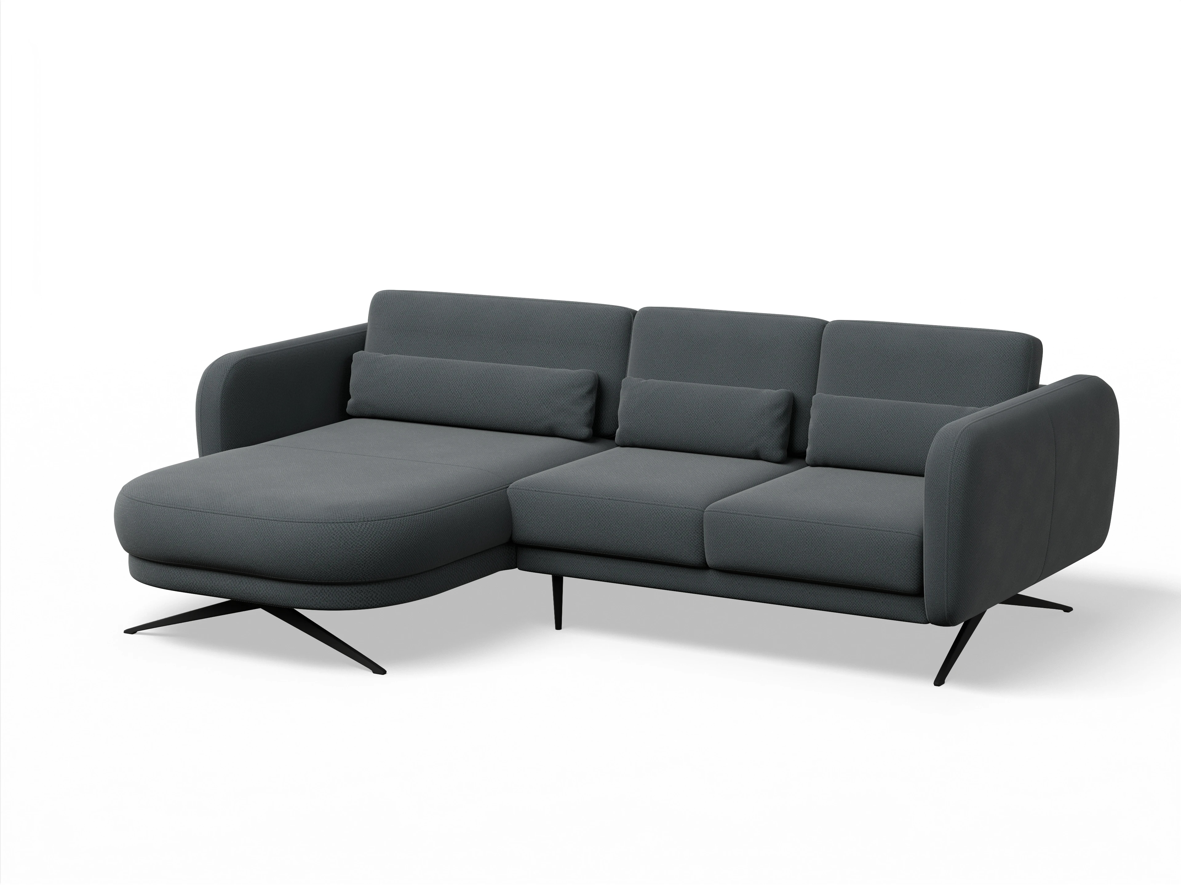 Ansicht des Produktes Malaga Ecksofa links Abschluss offen in Stoff Grau