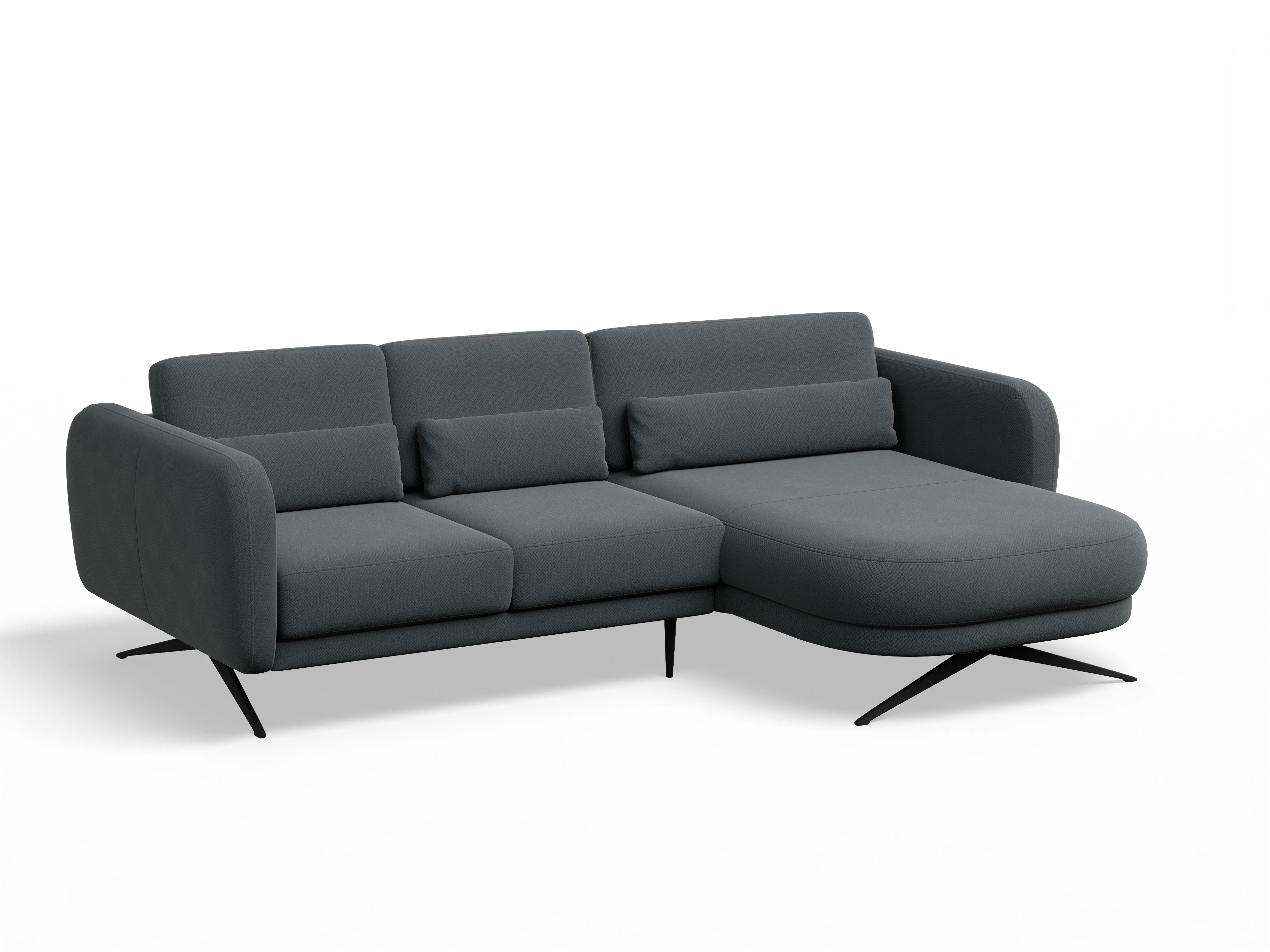 Ansicht des Produktes Malaga Ecksofa rechts Abschluss offen in Stoff Grau