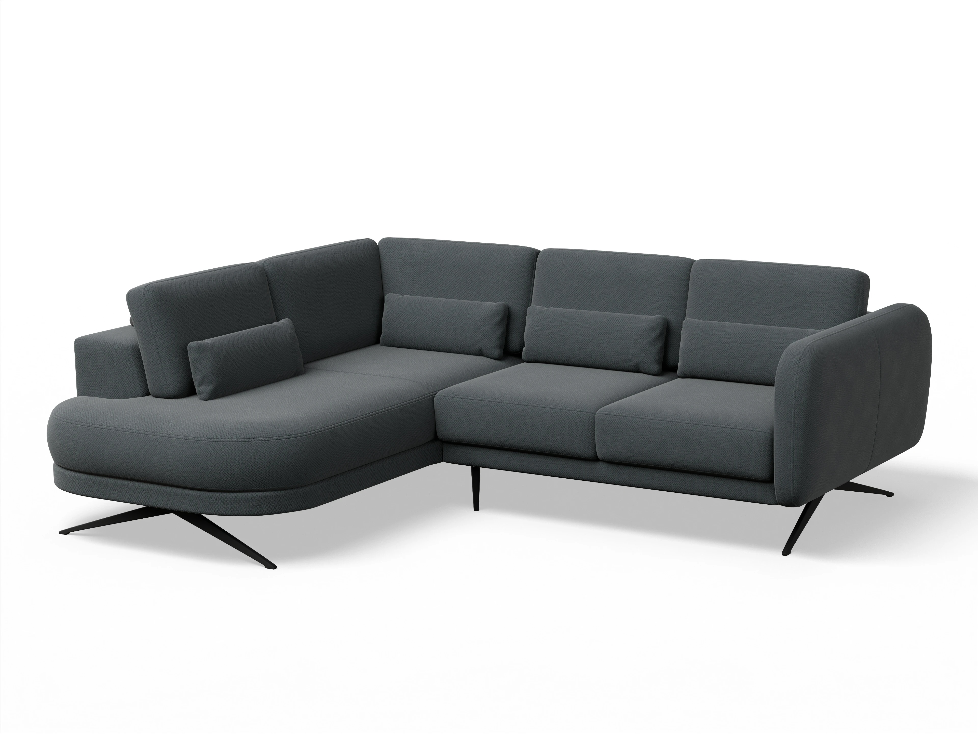 Ansicht des Produktes Malaga Ecksofa links Abschluss offen in Stoff Grau