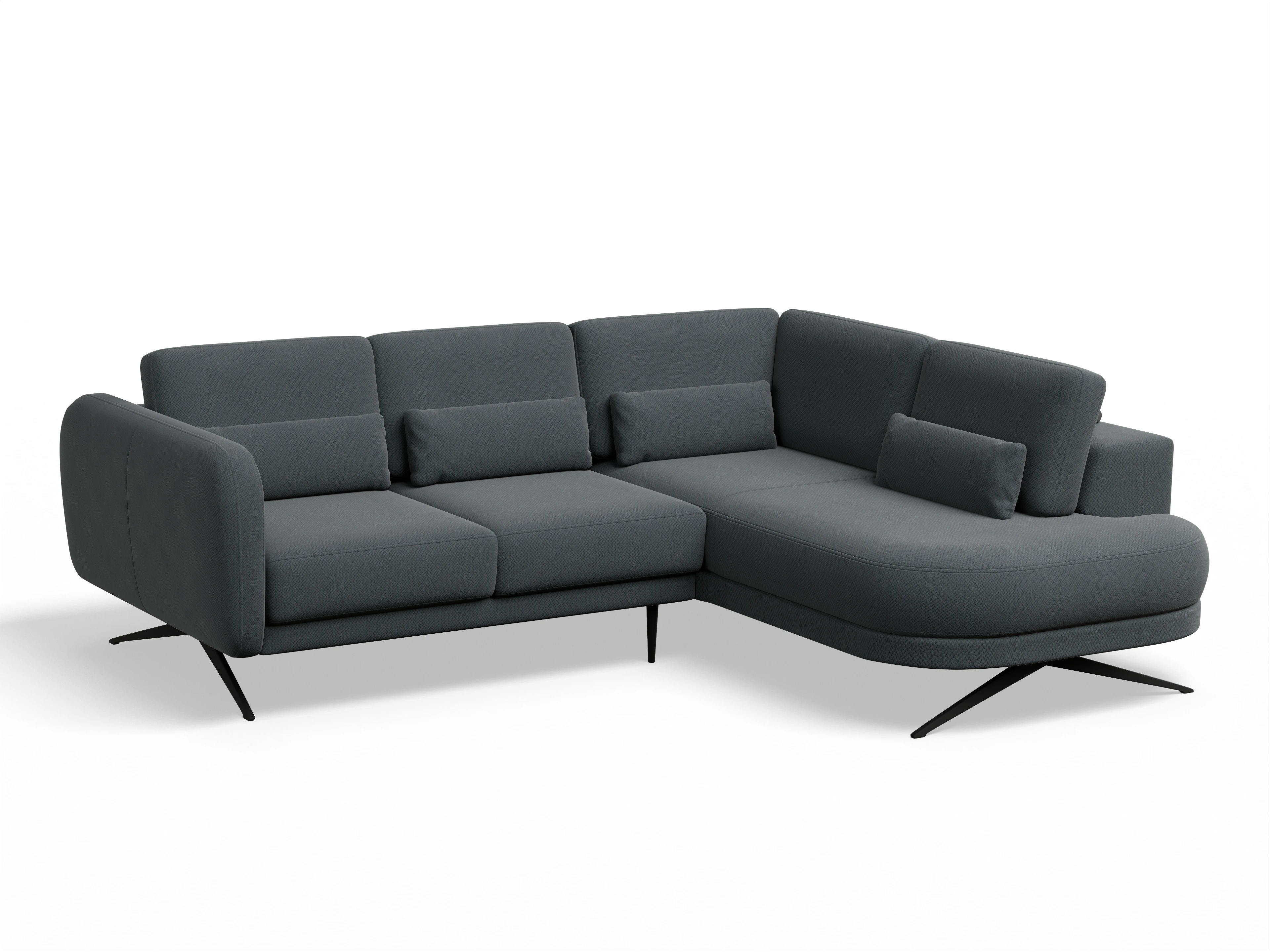 Ansicht des Produktes Malaga Ecksofa rechts Abschluss offen in Stoff Grau