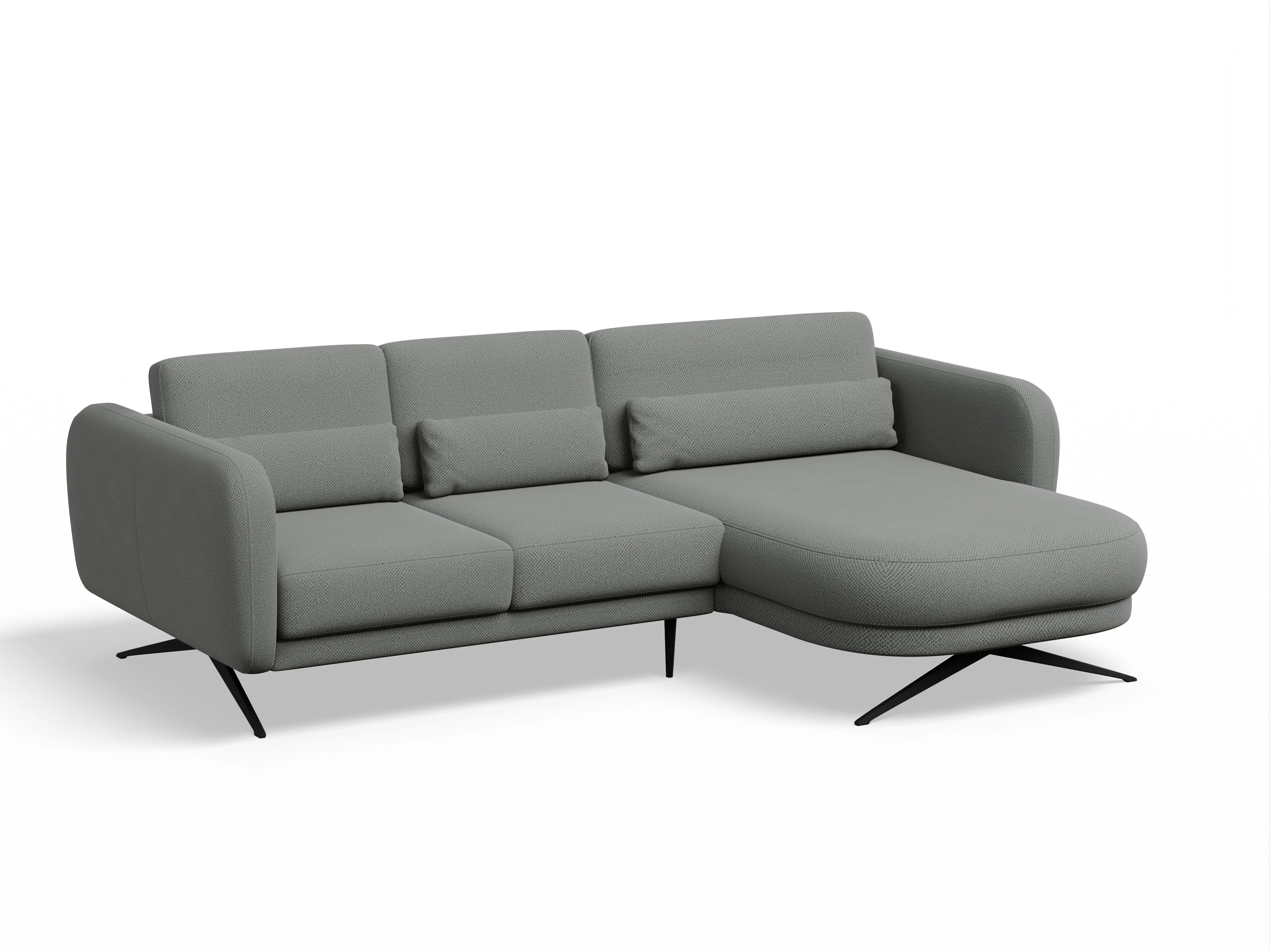 Ansicht des Produktes Malaga Ecksofa rechts Abschluss offen in Stoff Grau