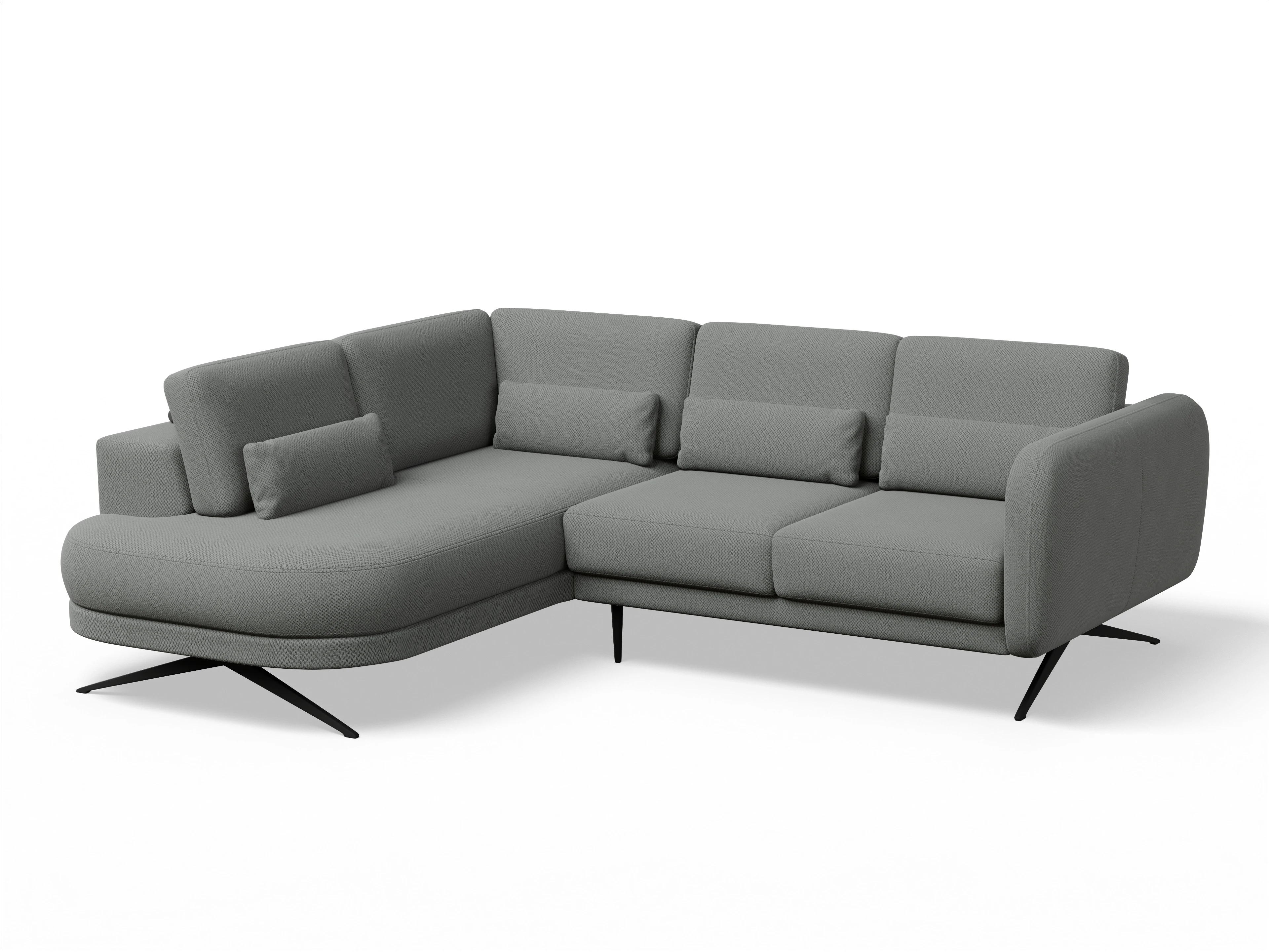 Ansicht des Produktes Malaga Ecksofa links Abschluss offen in Stoff Grau