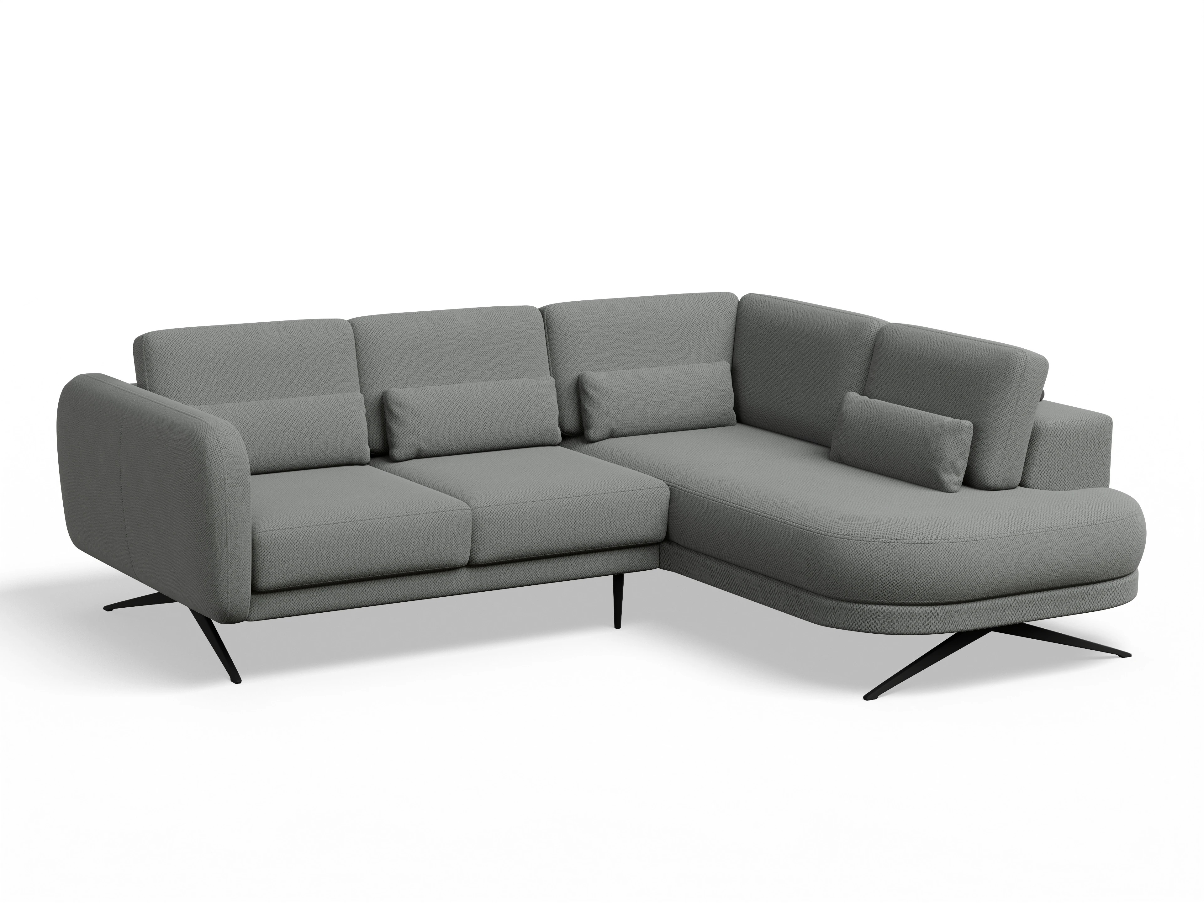 Ansicht des Produktes Malaga Ecksofa rechts Abschluss offen in Stoff Grau