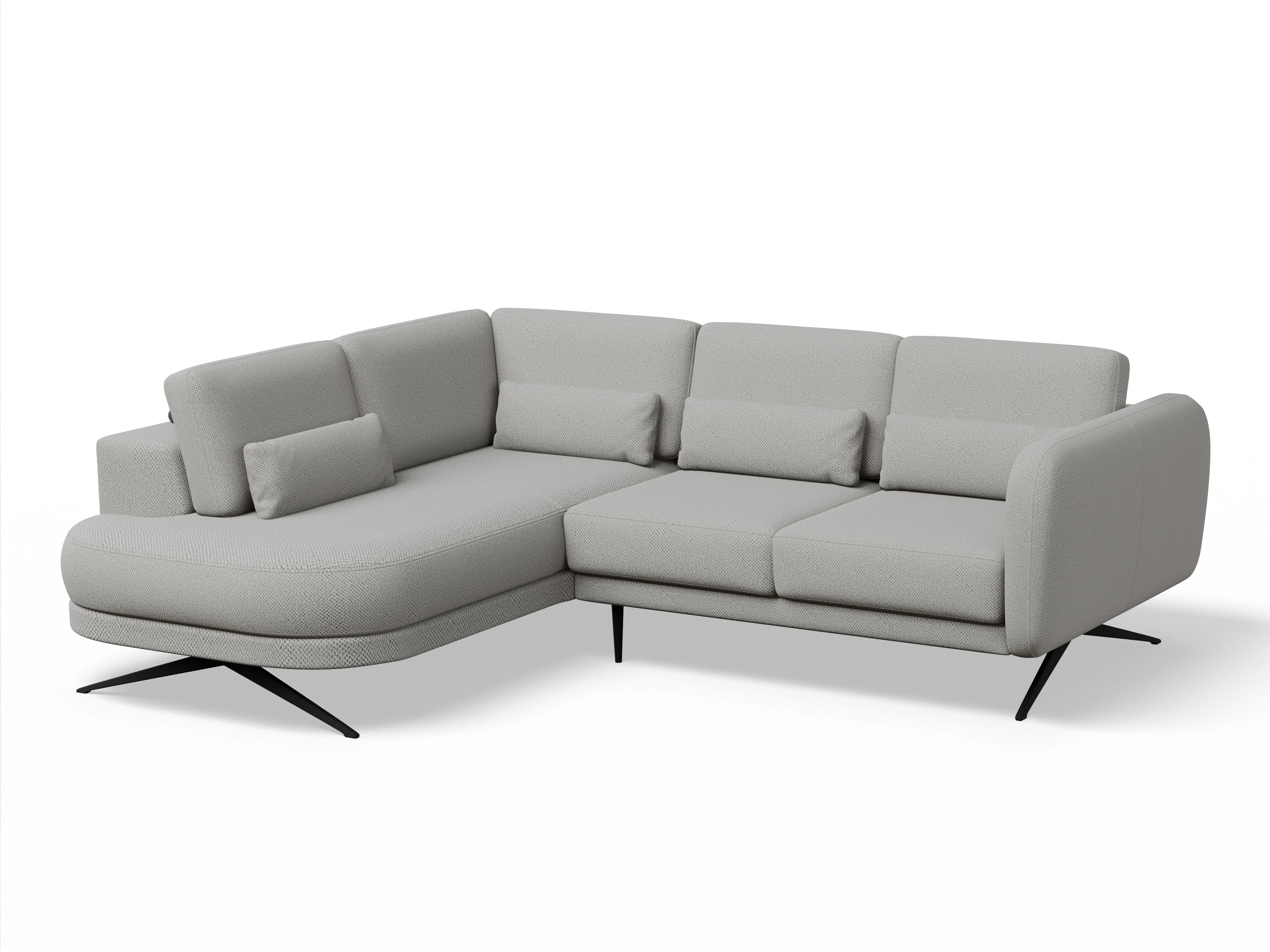 Ansicht des Produktes Malaga Ecksofa links Abschluss offen in Stoff Grau