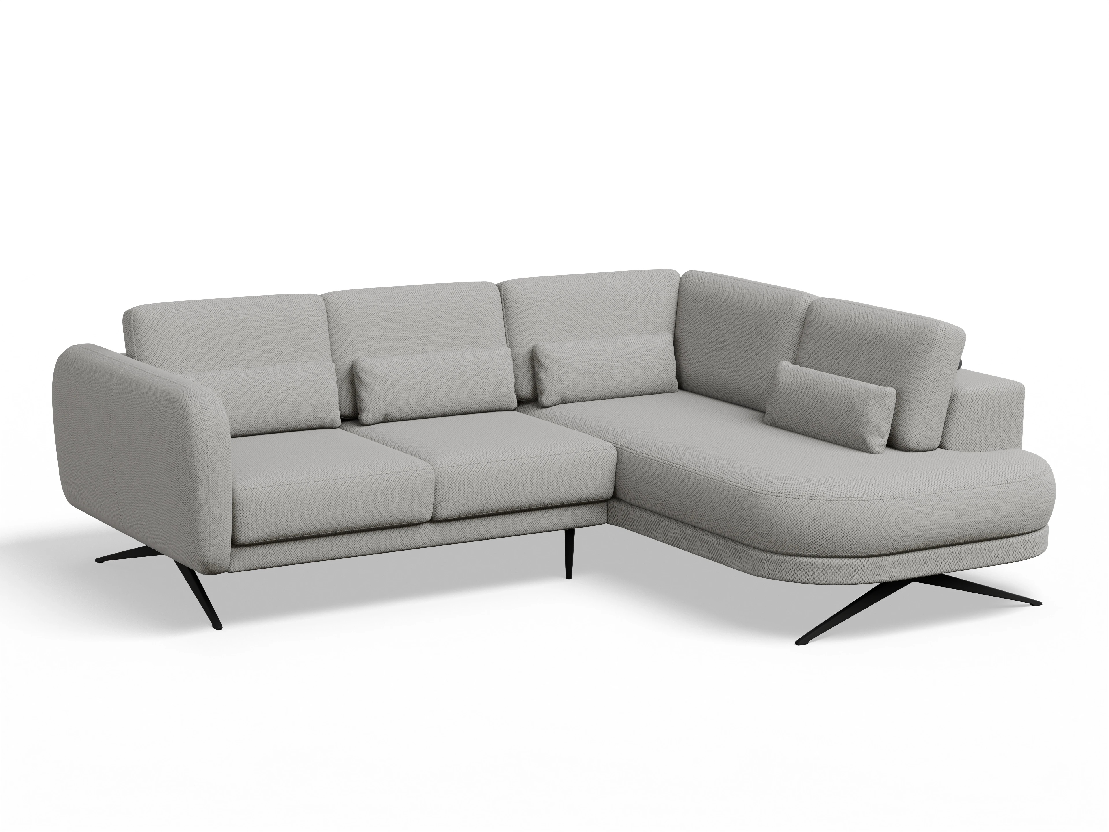 Ansicht des Produktes Malaga Ecksofa rechts Abschluss offen in Stoff Grau