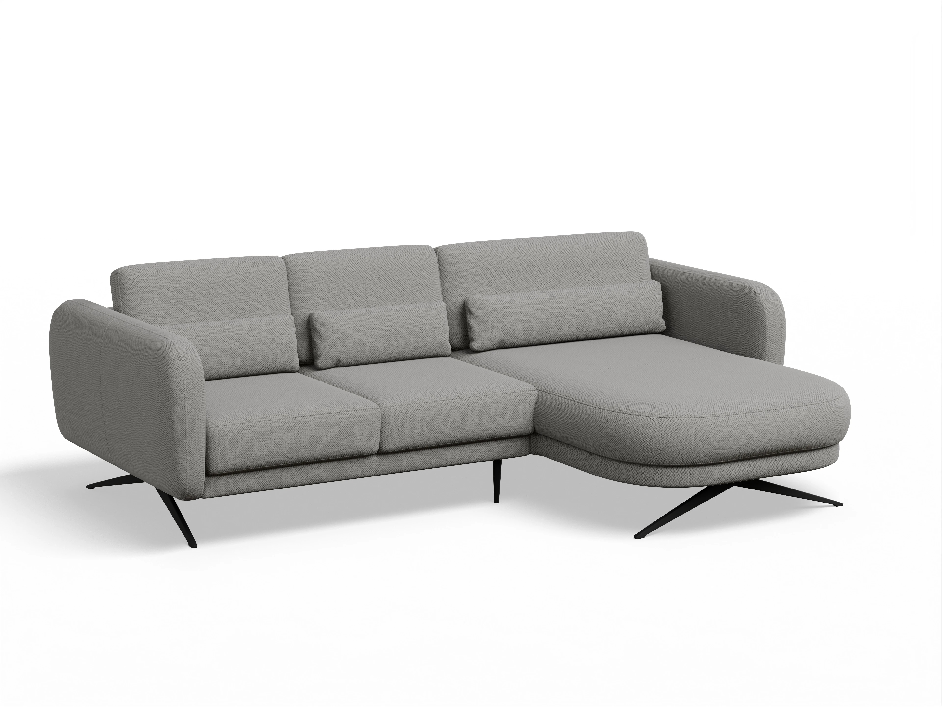 Ansicht des Produktes Malaga Ecksofa rechts Abschluss offen in Stoff Grau