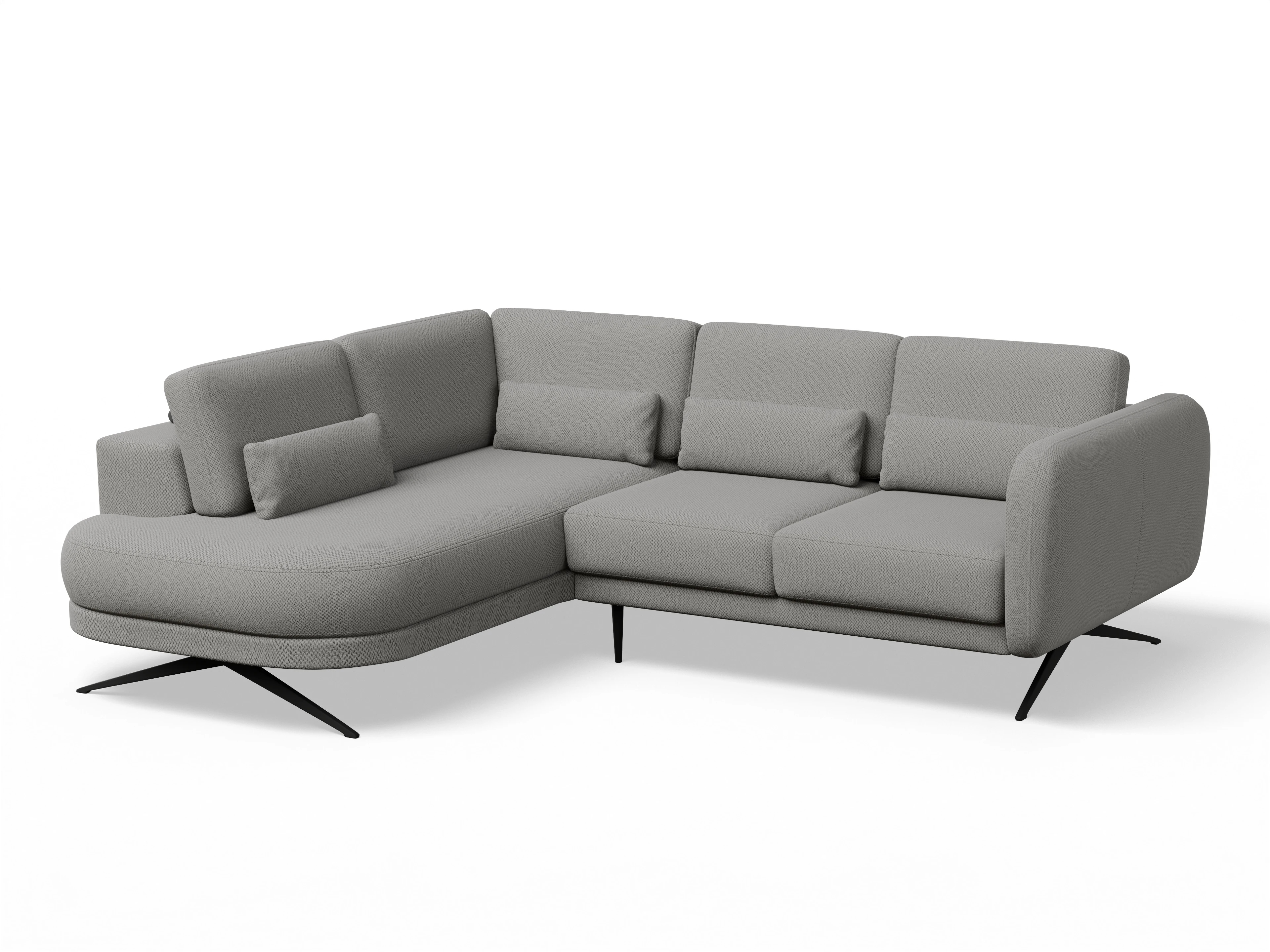 Ansicht des Produktes Malaga Ecksofa links Abschluss offen in Stoff Grau