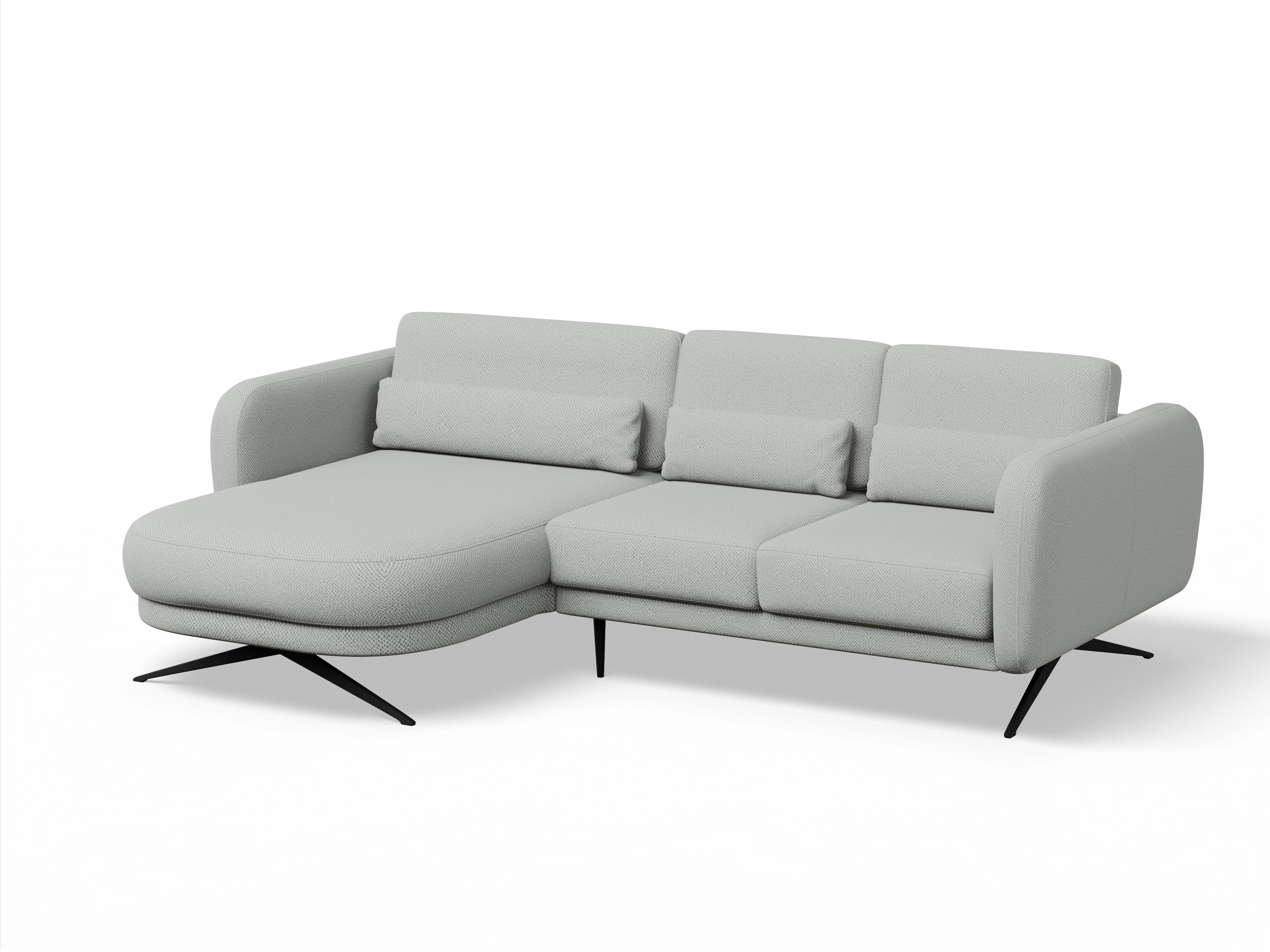 Ansicht des Produktes Malaga Ecksofa links Abschluss offen in Stoff Grau