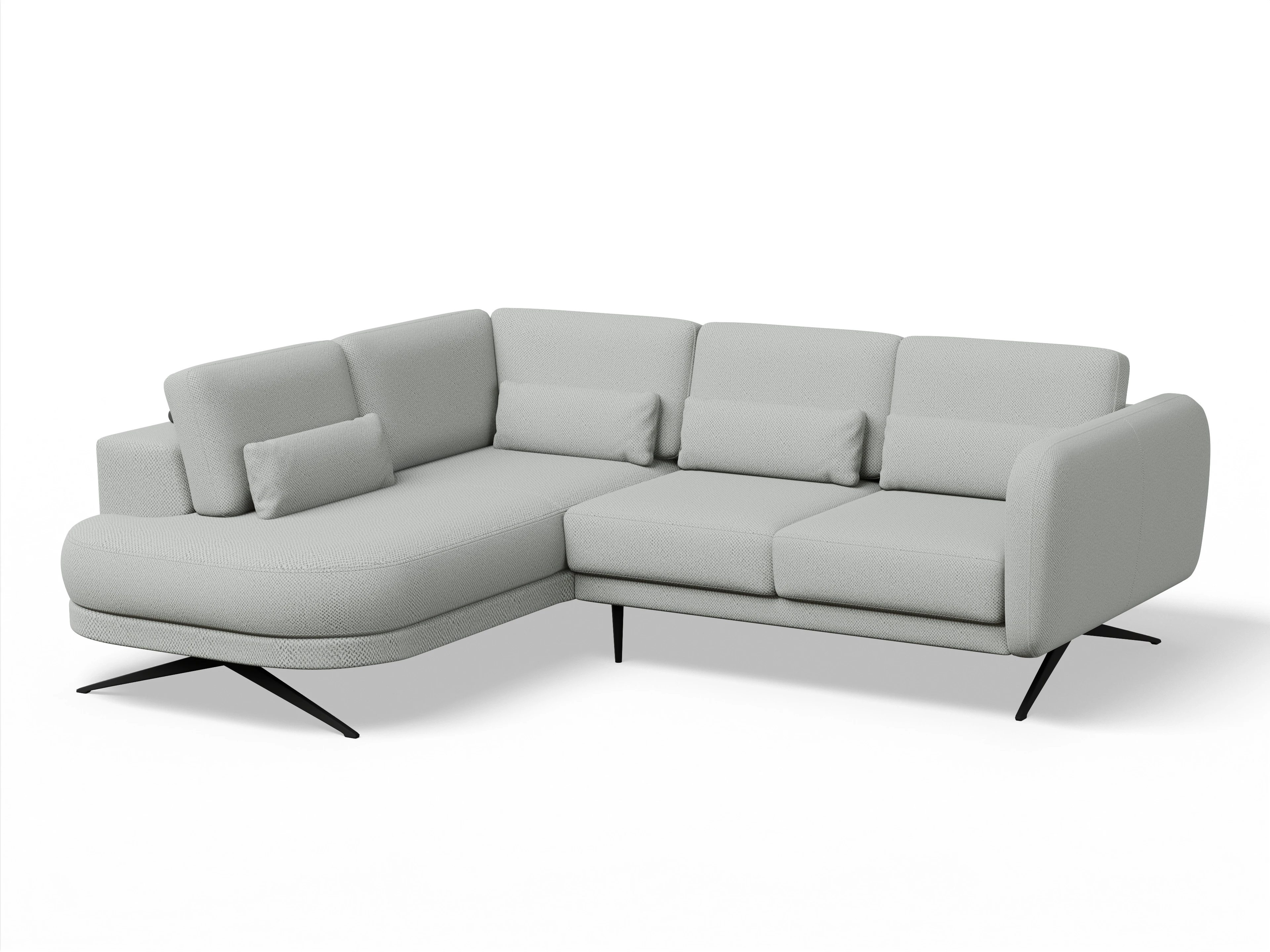 Ansicht des Produktes Malaga Ecksofa links Abschluss offen in Stoff Grau