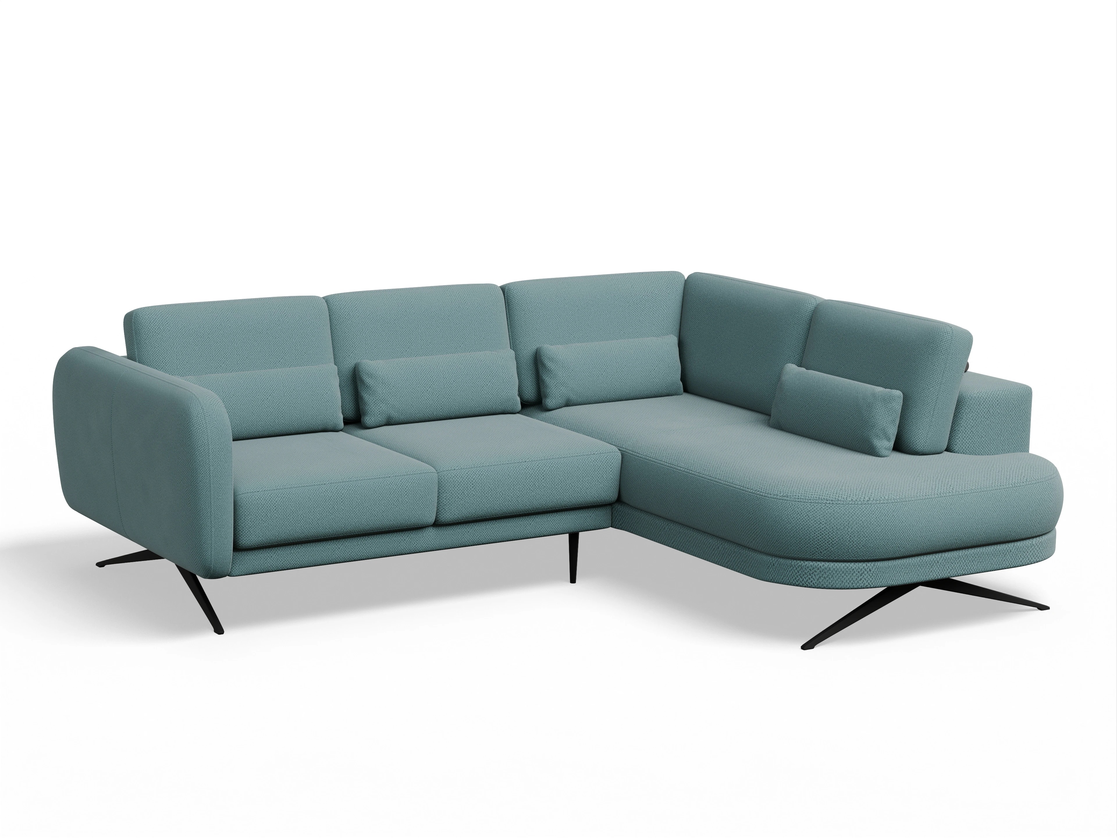 Ansicht des Produktes Malaga Ecksofa rechts Abschluss offen in Stoff Blau