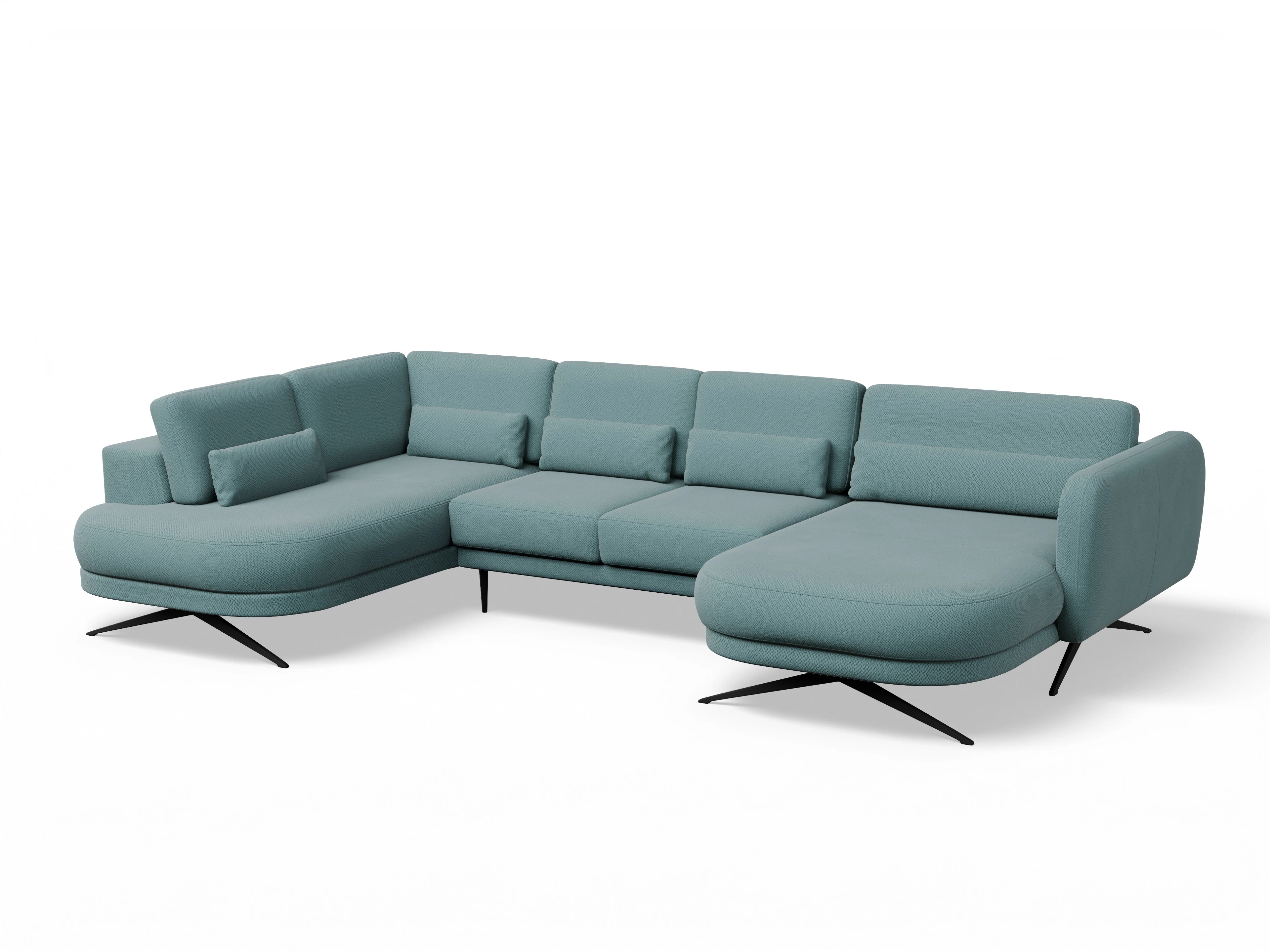 Ansicht des Produktes Malaga Wohnlandschaft offen beidseitig in Stoff Blau