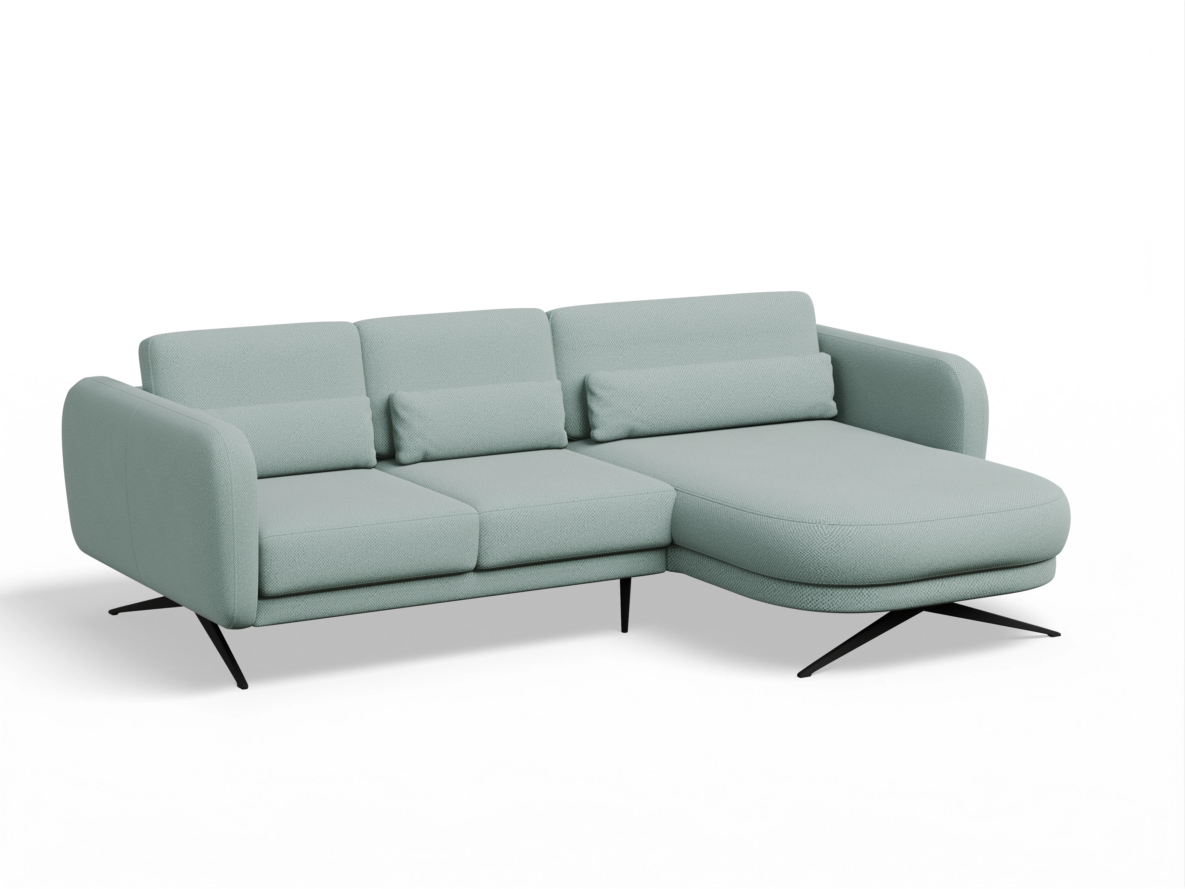 Ansicht des Produktes Malaga Ecksofa rechts Abschluss offen in Stoff Blau