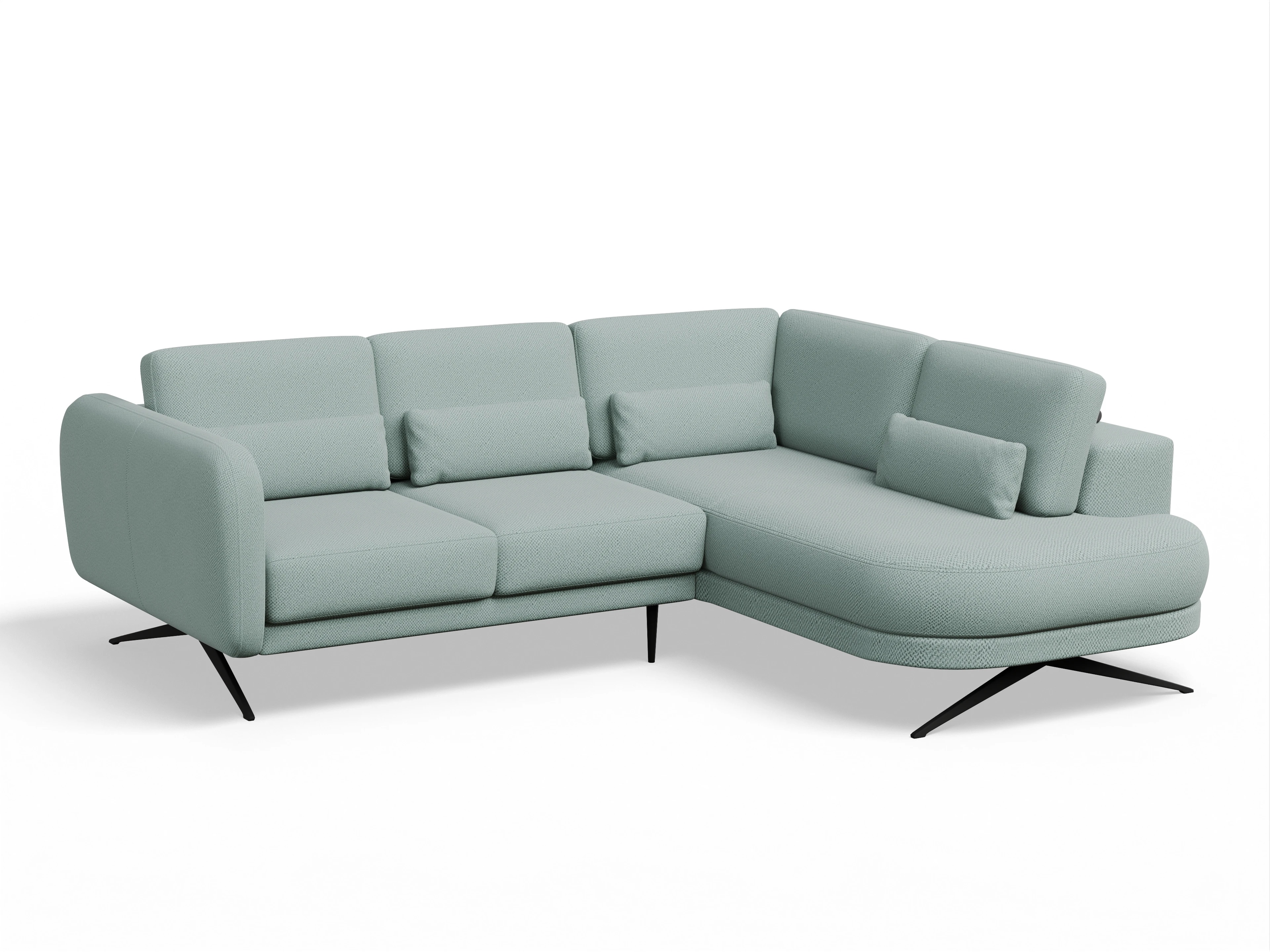 Ansicht des Produktes Malaga Ecksofa rechts Abschluss offen in Stoff Blau