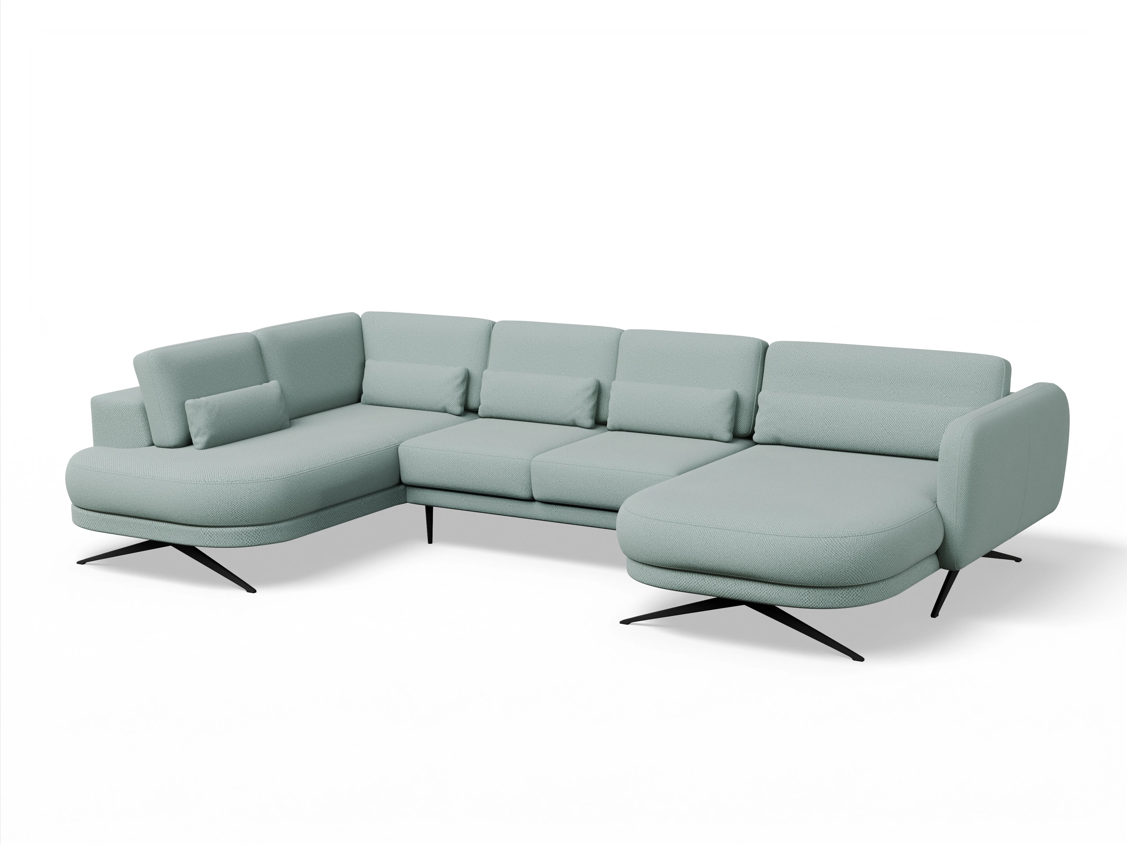 Ansicht des Produktes Malaga Wohnlandschaft offen beidseitig in Stoff Blau