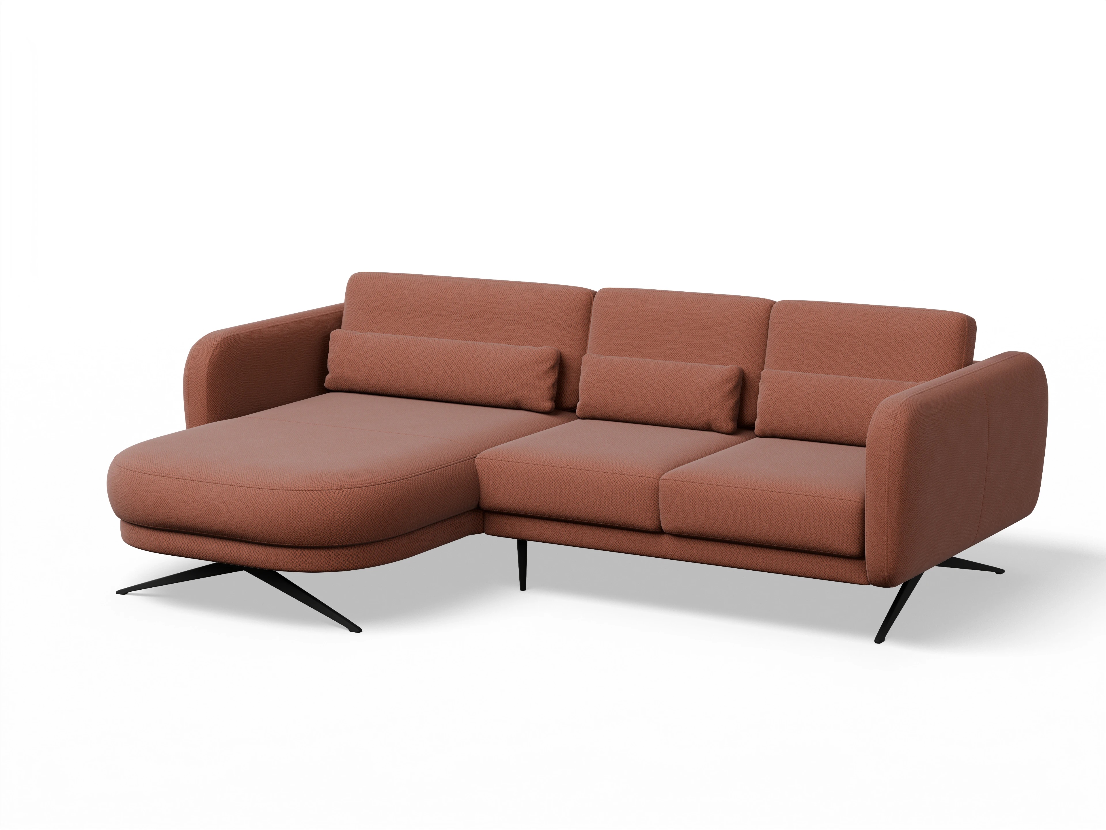 Ansicht des Produktes Malaga Ecksofa links Abschluss offen in Stoff Braun