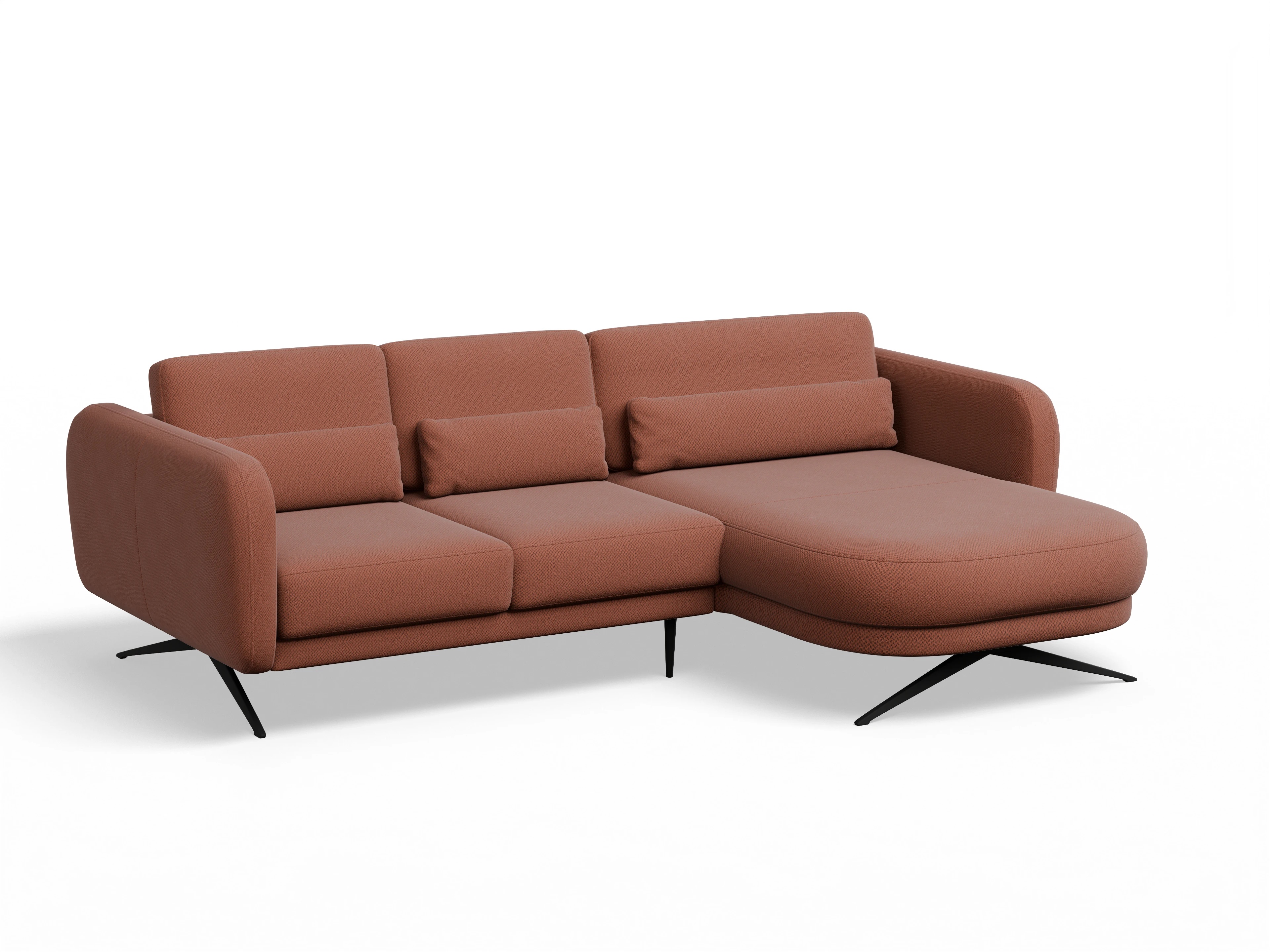 Ansicht des Produktes Malaga Ecksofa rechts Abschluss offen in Stoff Braun